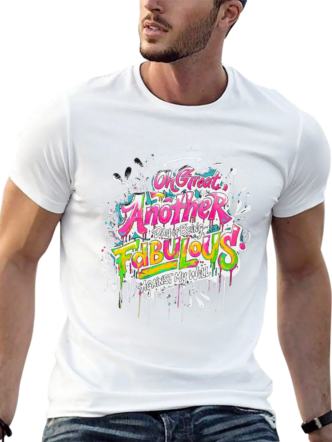 Black Funny Fabulous Graphic Tee - Unisex Casual Black T-Shirt view 13