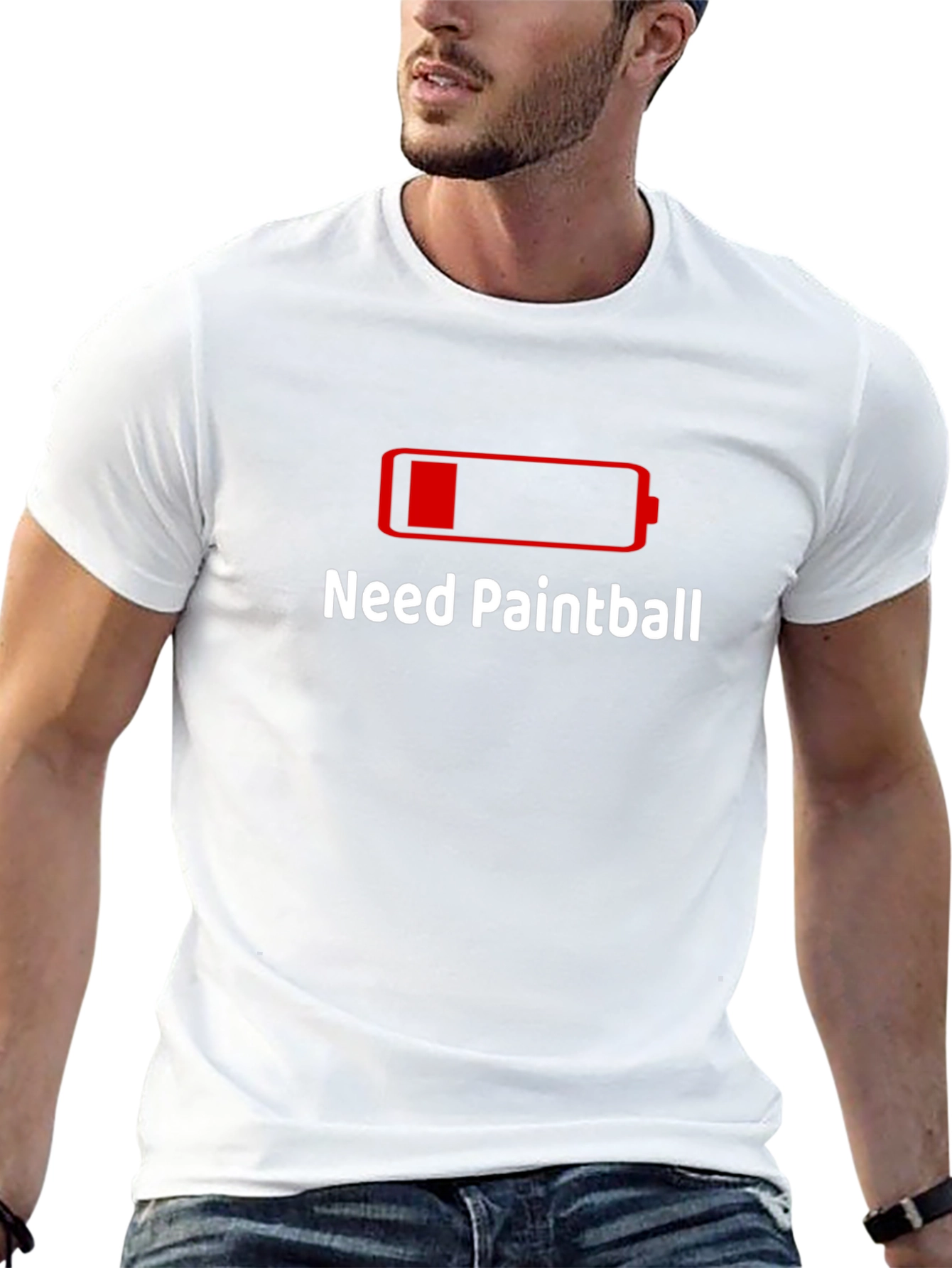 Black Need Paintball T-Shirt Funny Battery Low Design view 13