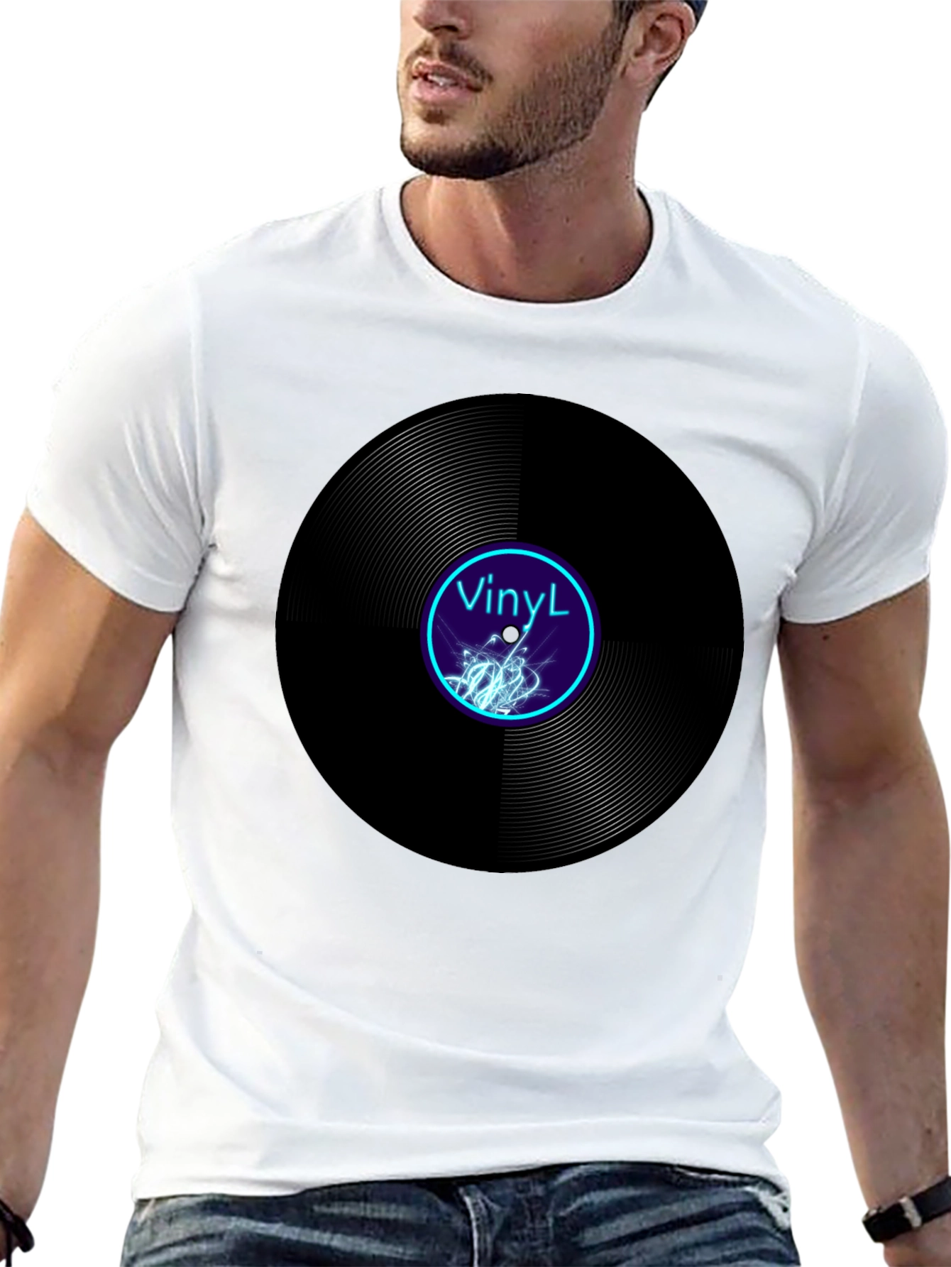 Black Vinyl Record Graphic Tee - Cool Music Lover T-Shirt view 13