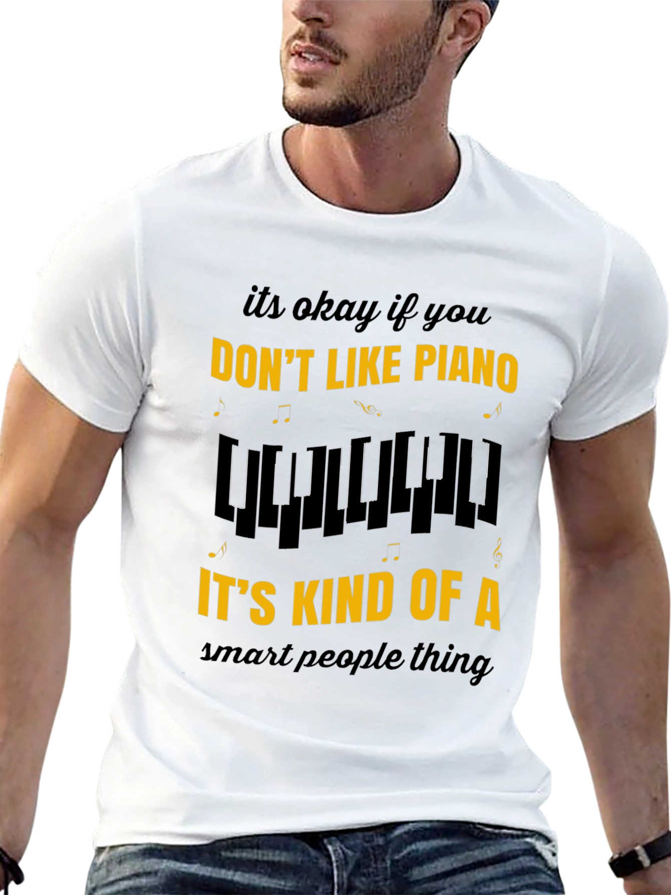 Black Funny Piano Lover Tee - Smart People Music Shirt view 13
