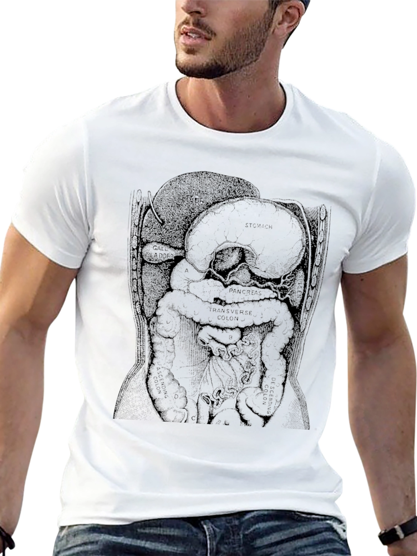 Black Anatomical Diagram T-Shirt - Black view 13