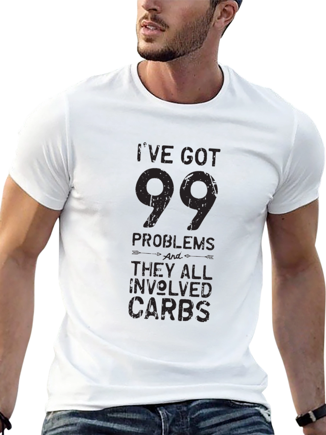 Black 99 Problems Carbs T-Shirt - Funny Foodie Tee view 13