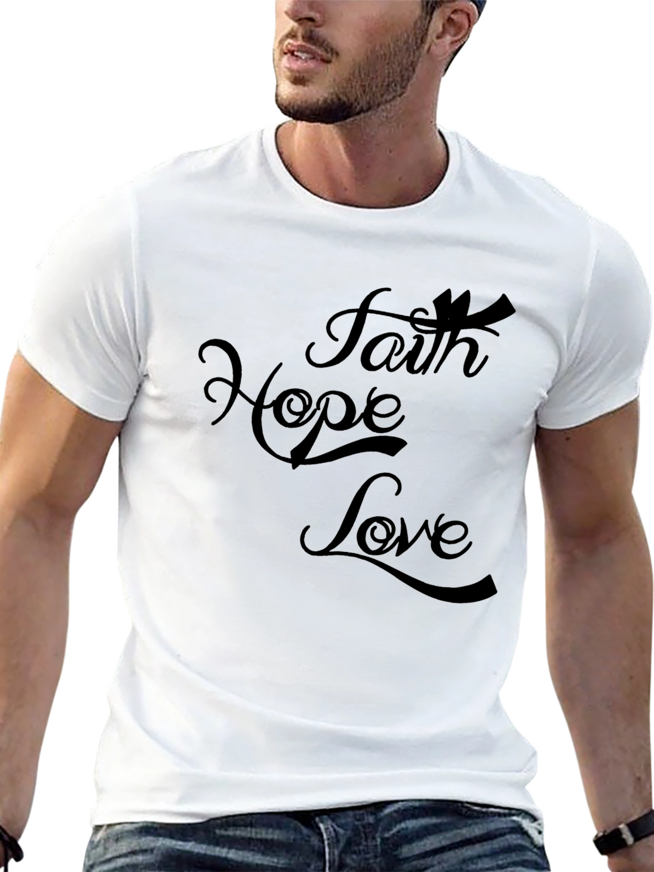 Black Faith, Hope, Love Graphic T-Shirt view 13