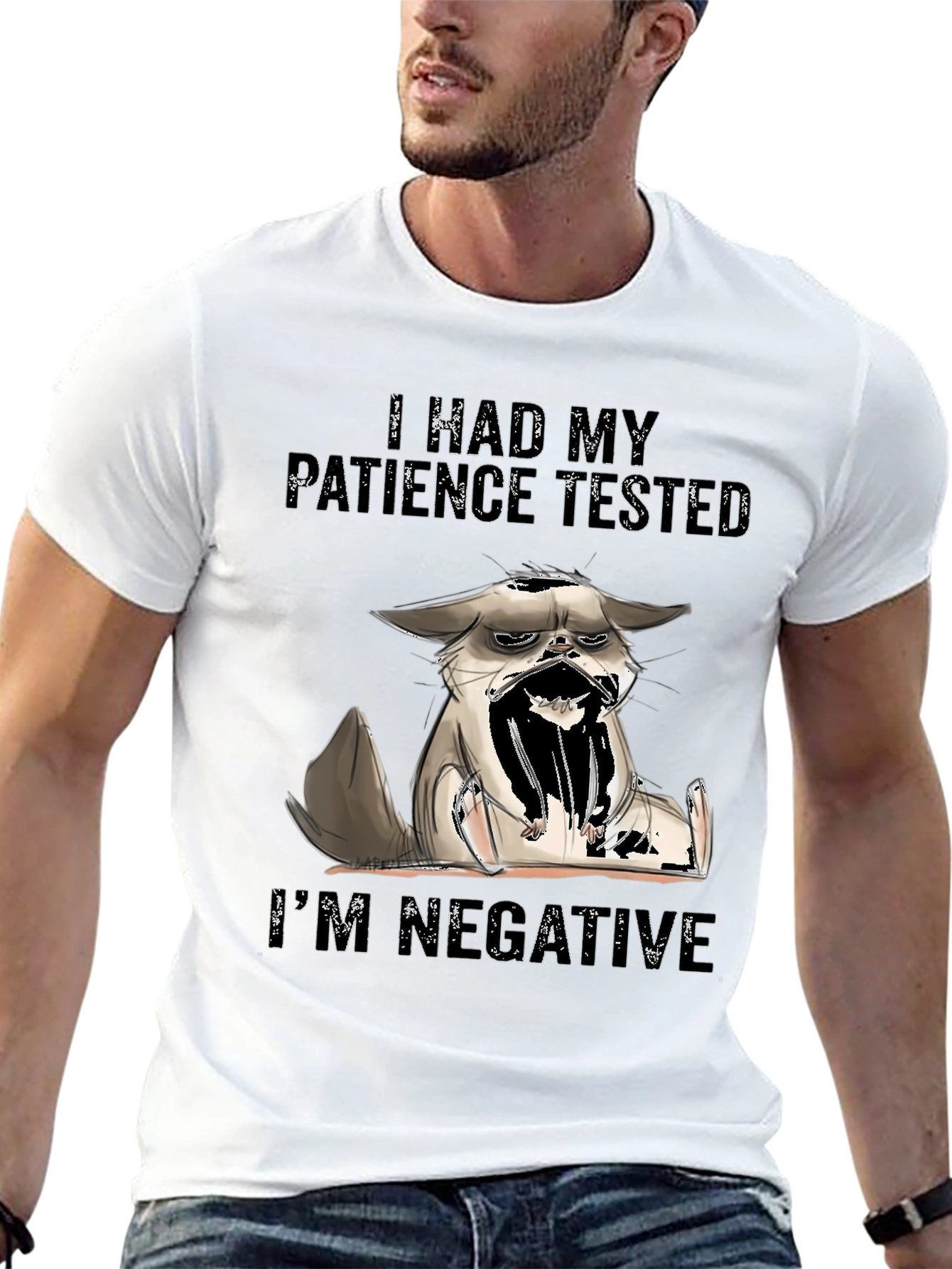 Black Patience Tested Cat Graphic T-Shirt view 13