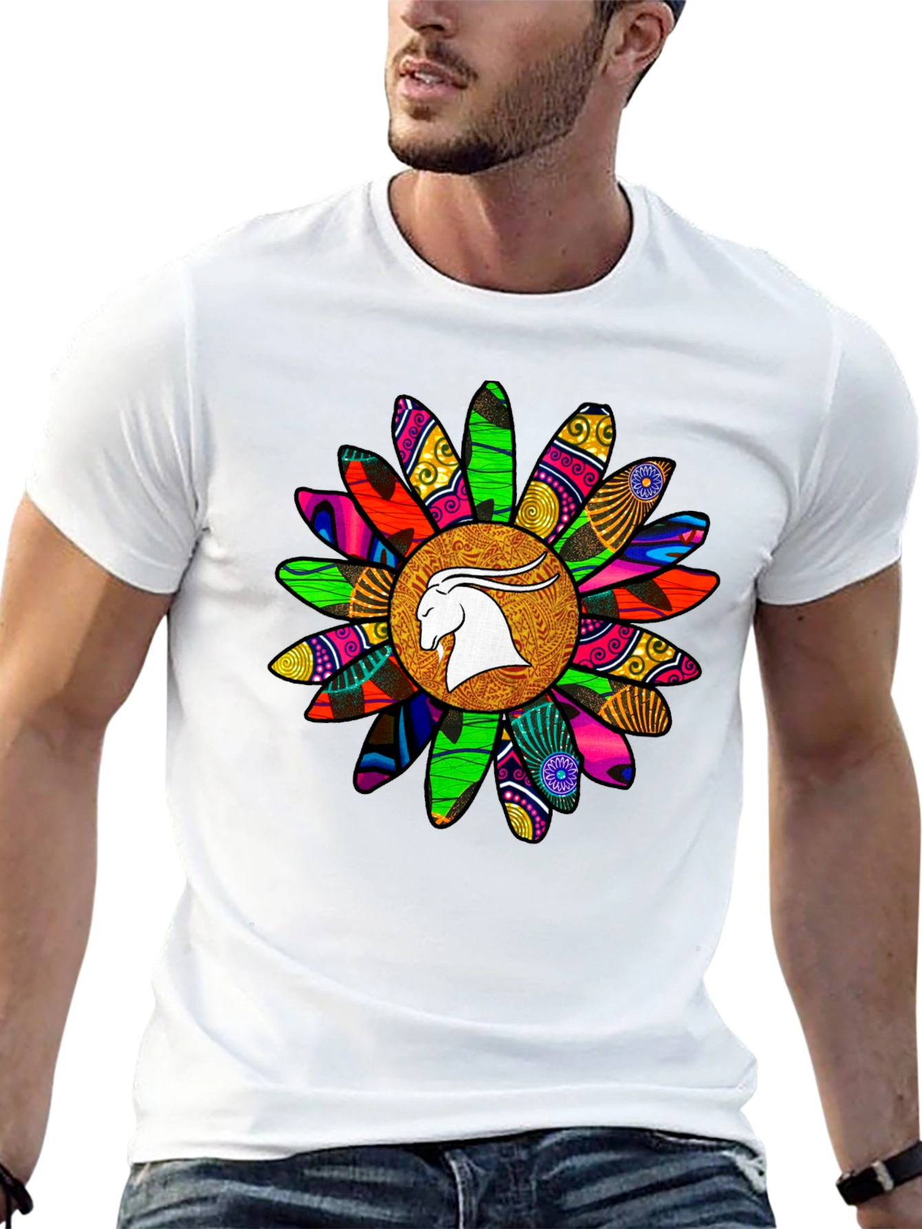 Black Capricorn Sunflower Graphic T-Shirt - Astrology Tee view 13