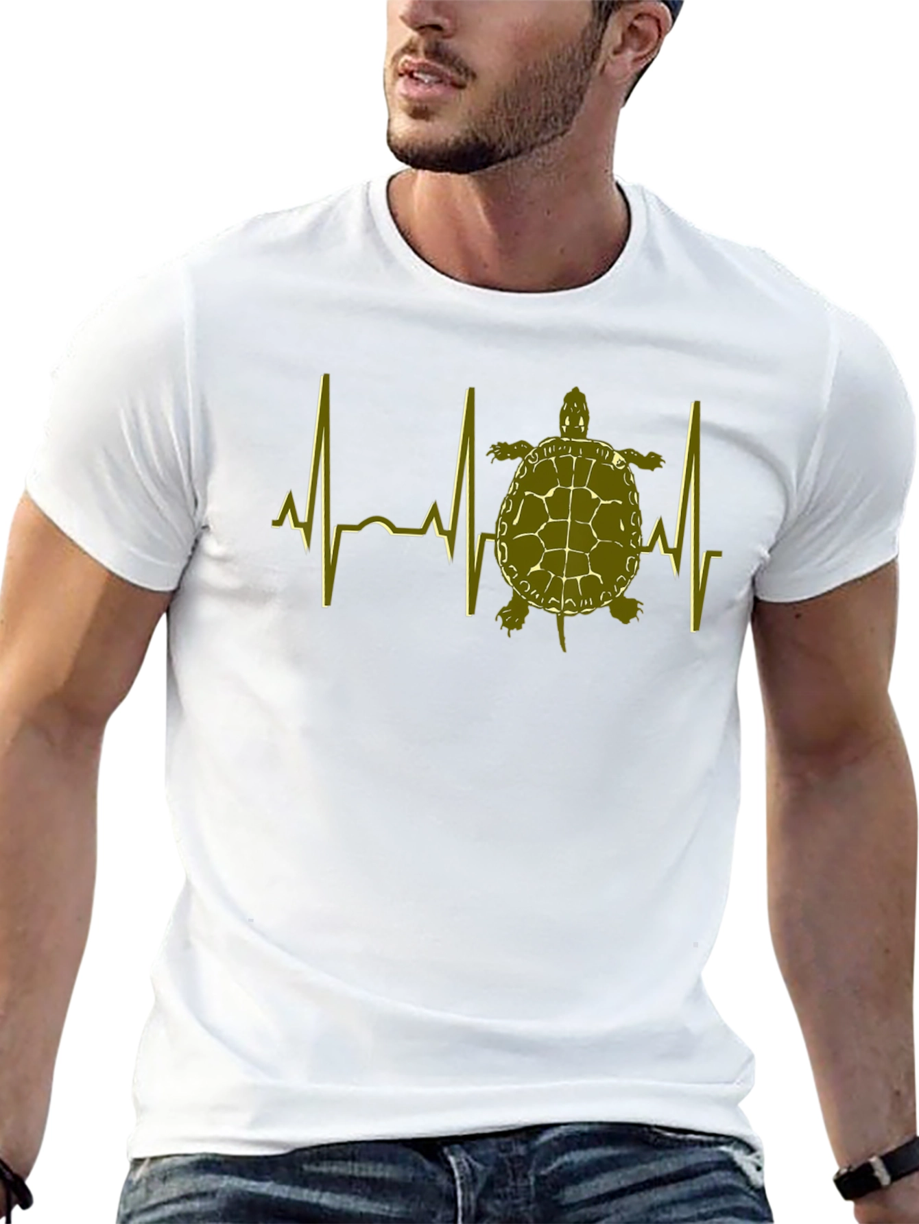 Black Turtle Heartbeat T-Shirt - Black Cotton Tee view 13