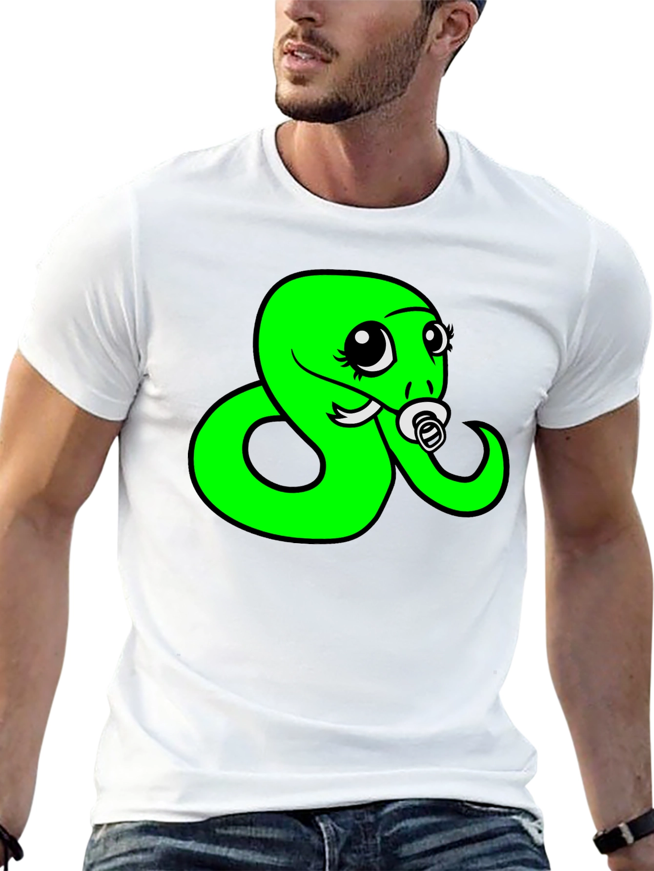 Black Funny Snake Pacifier Graphic Tee - Black view 13