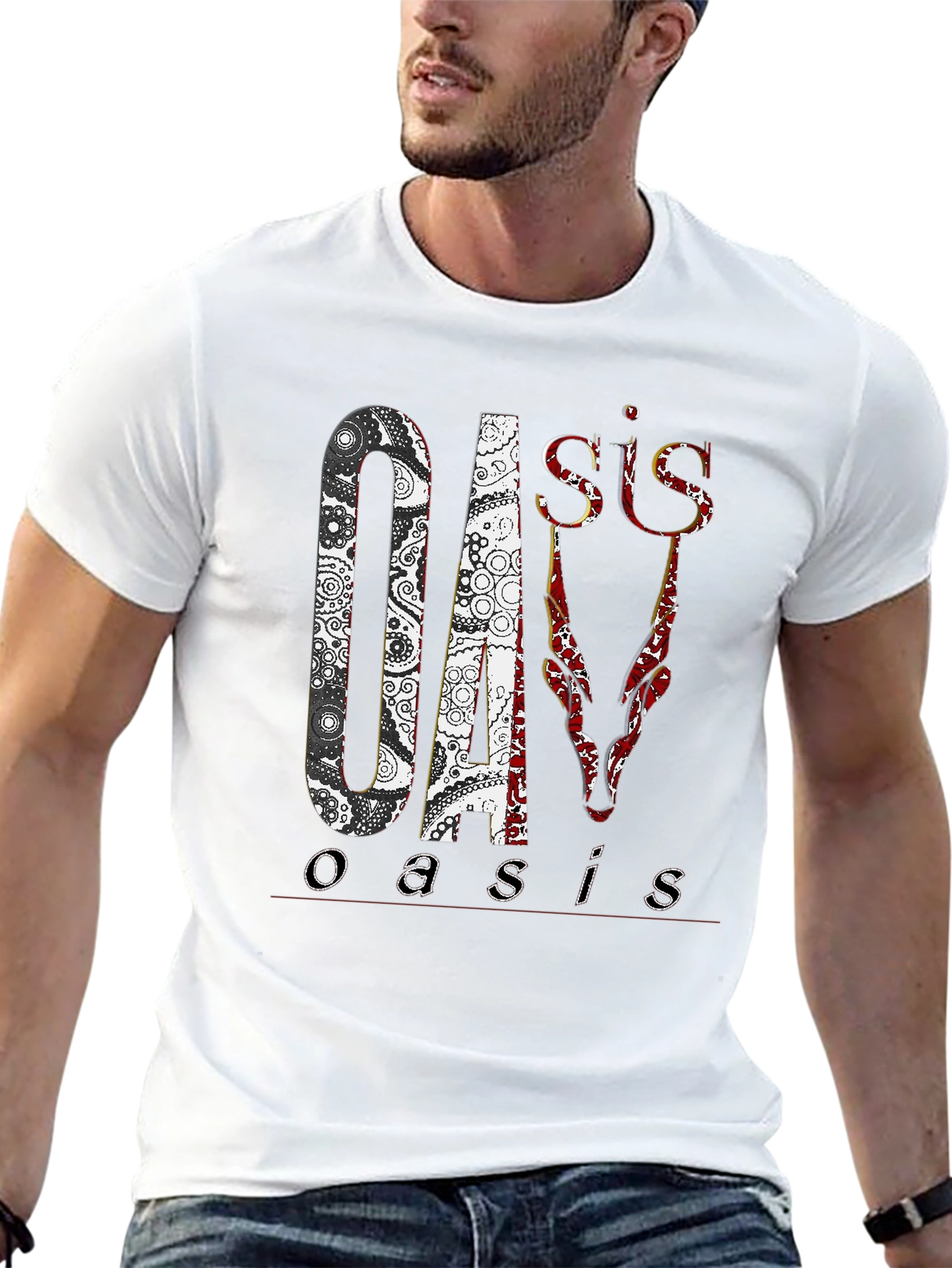 Black Oasis Band Graphic Print Black T-Shirt view 13