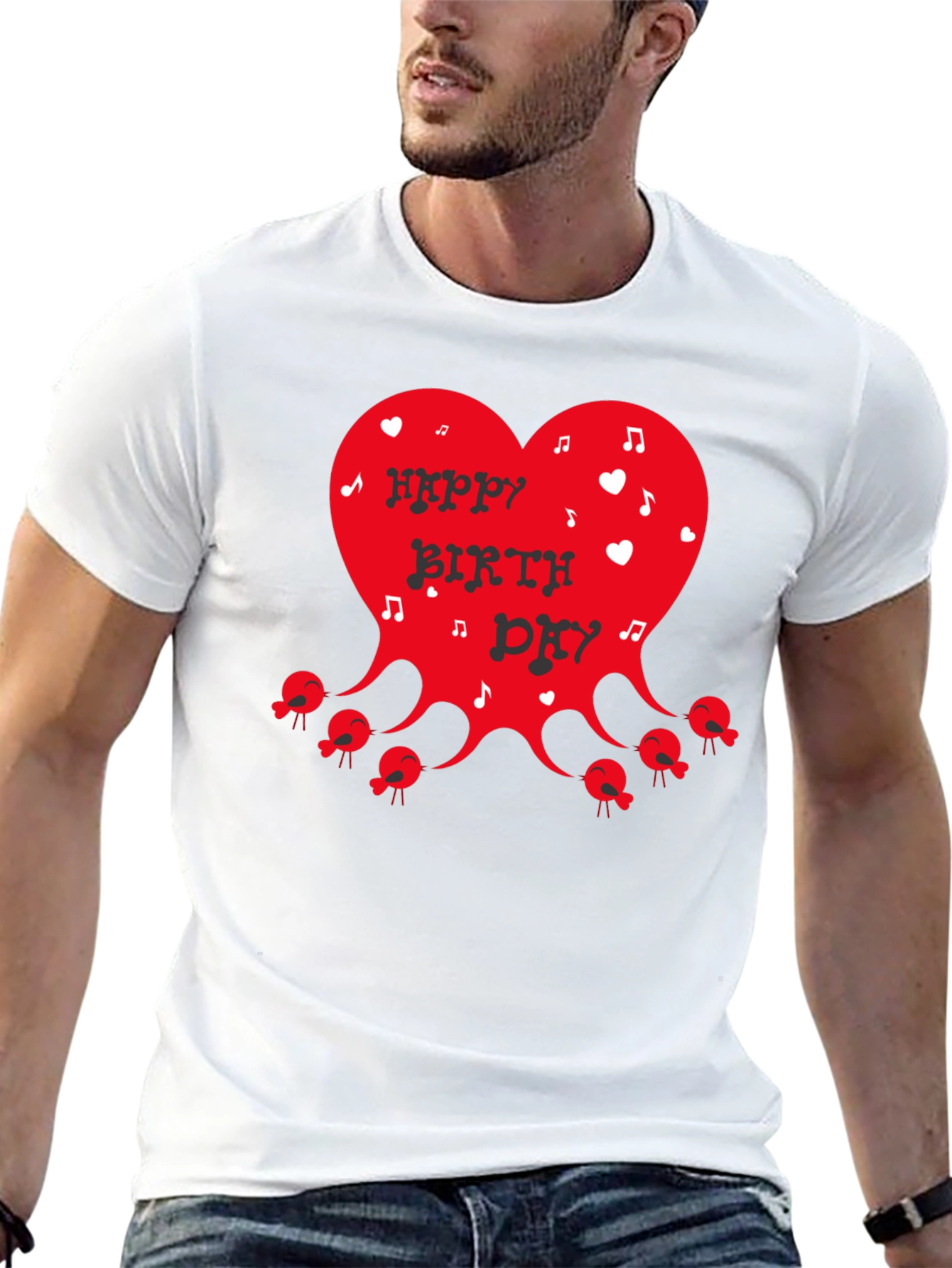 Happy Birthday Heart Graphic T-Shirt - Black - 13