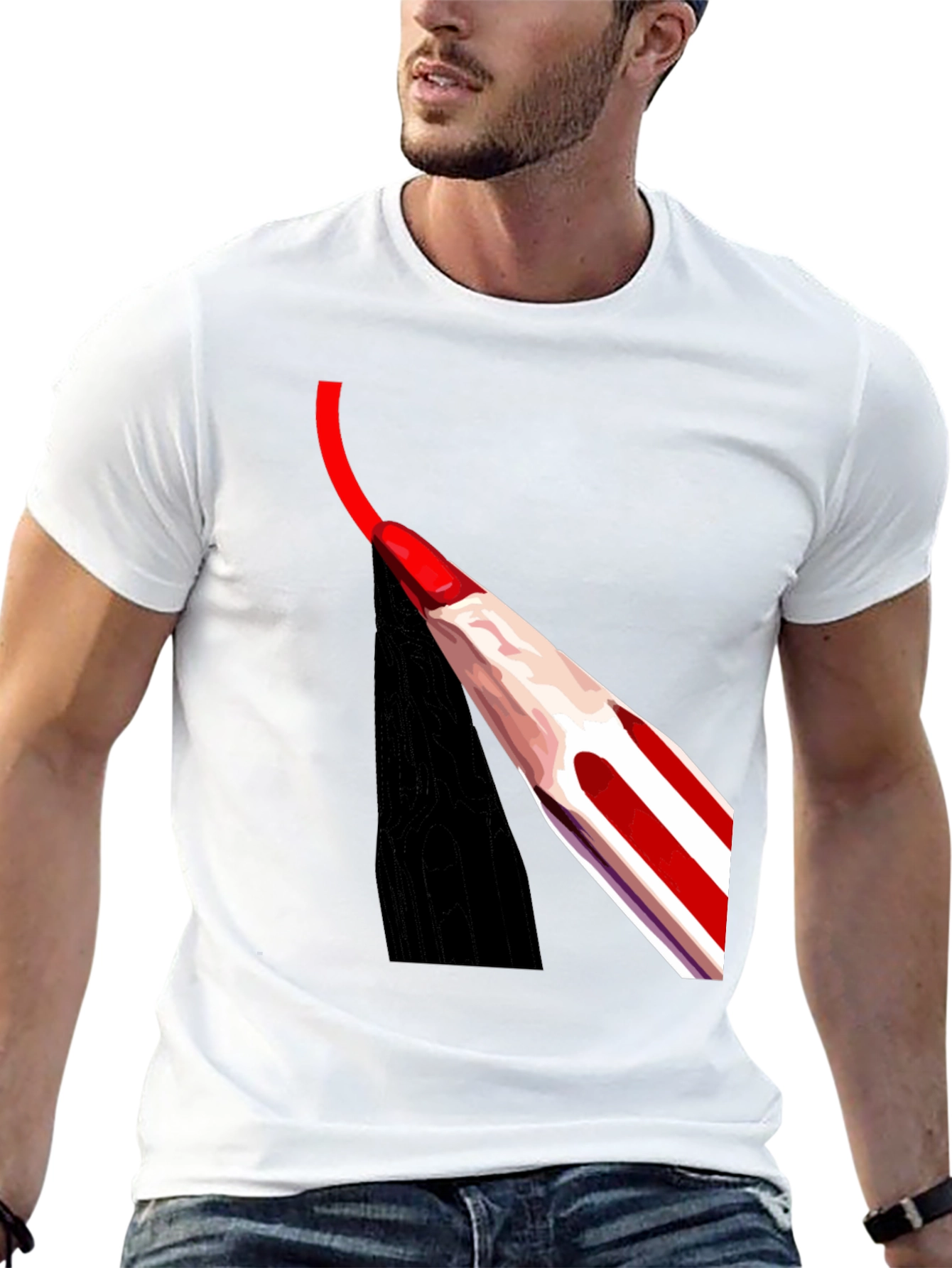 Black Red Pencil Art Black T-Shirt view 13