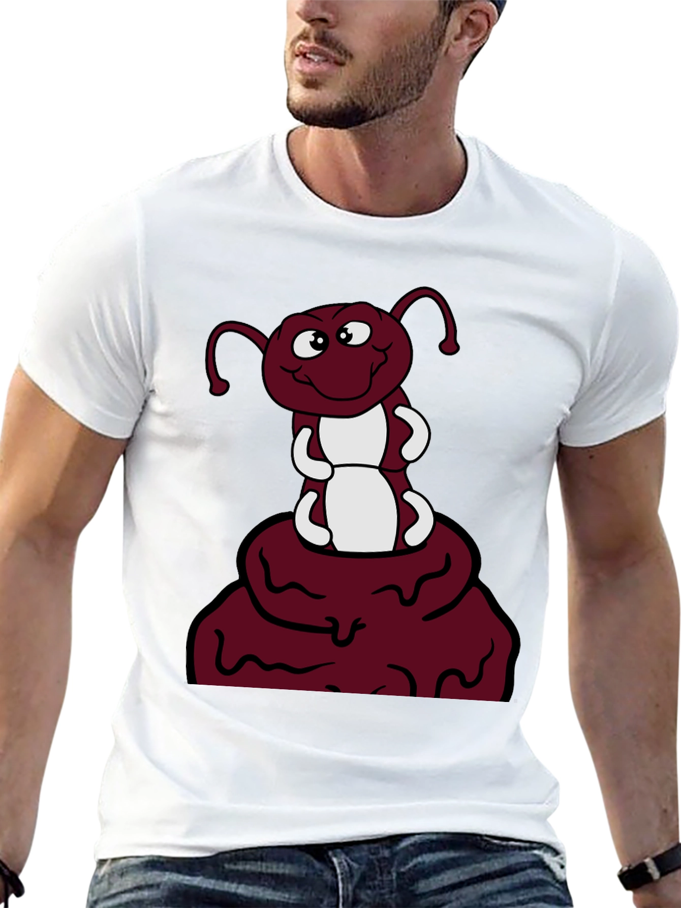 Black Funny Ant Cartoon Graphic Print Tee view 13