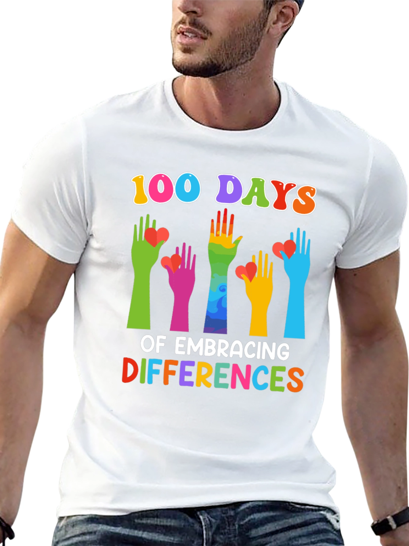 Black 100 Days of Embracing Differences T-Shirt view 13