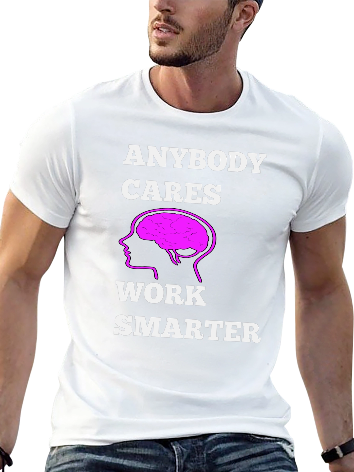 Black Work Smarter T-Shirt - Brain Graphic Tee view 13