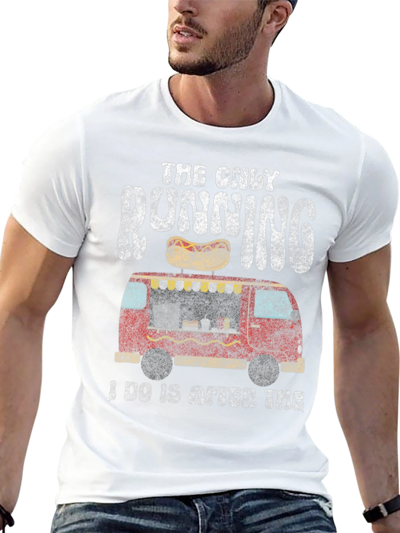 Black Funny Hot Dog T-Shirt - The Only Running I Do view 13