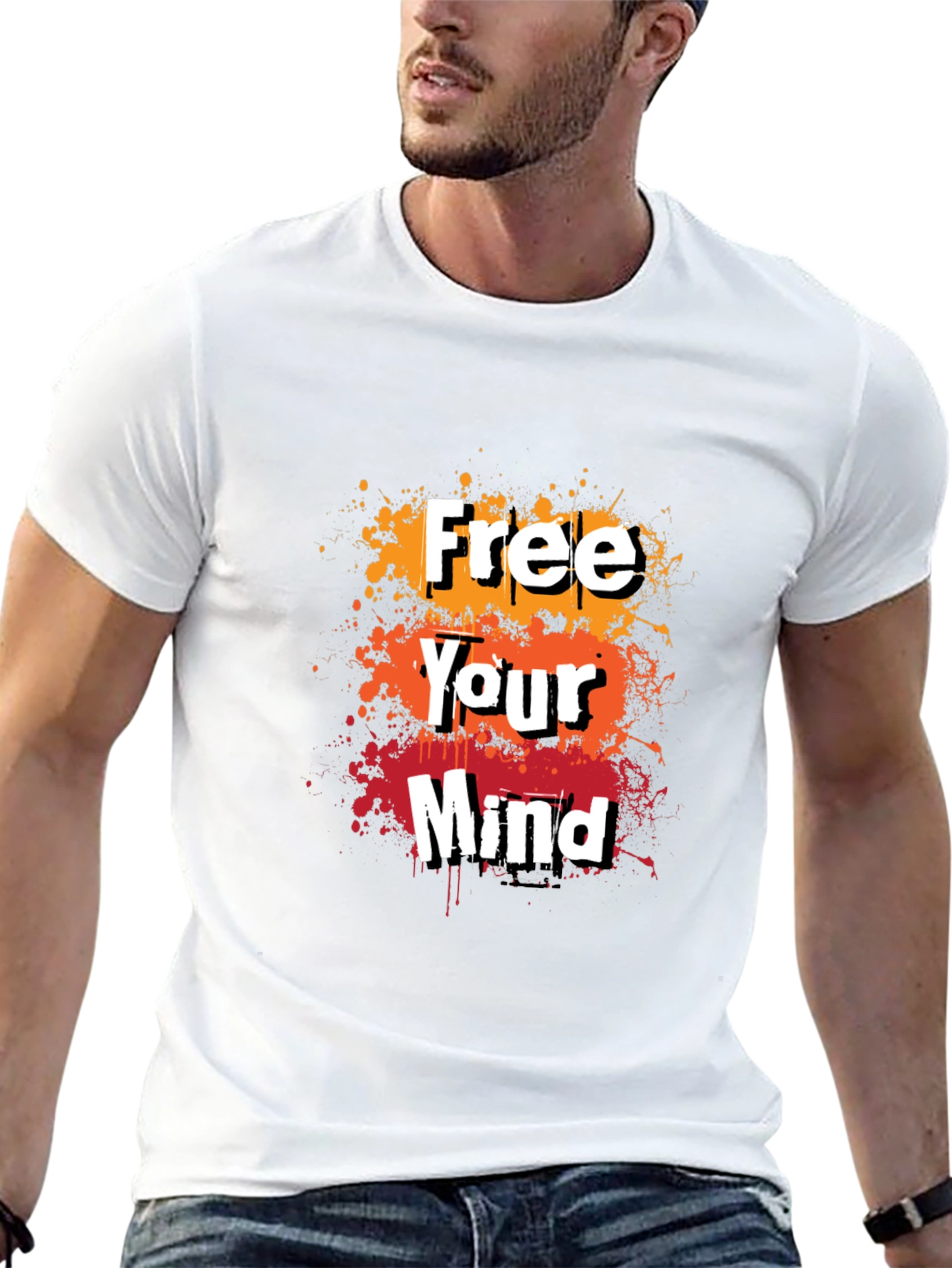 Black Free Your Mind Graphic Tee - Trendy Men's T-Shirt view 13