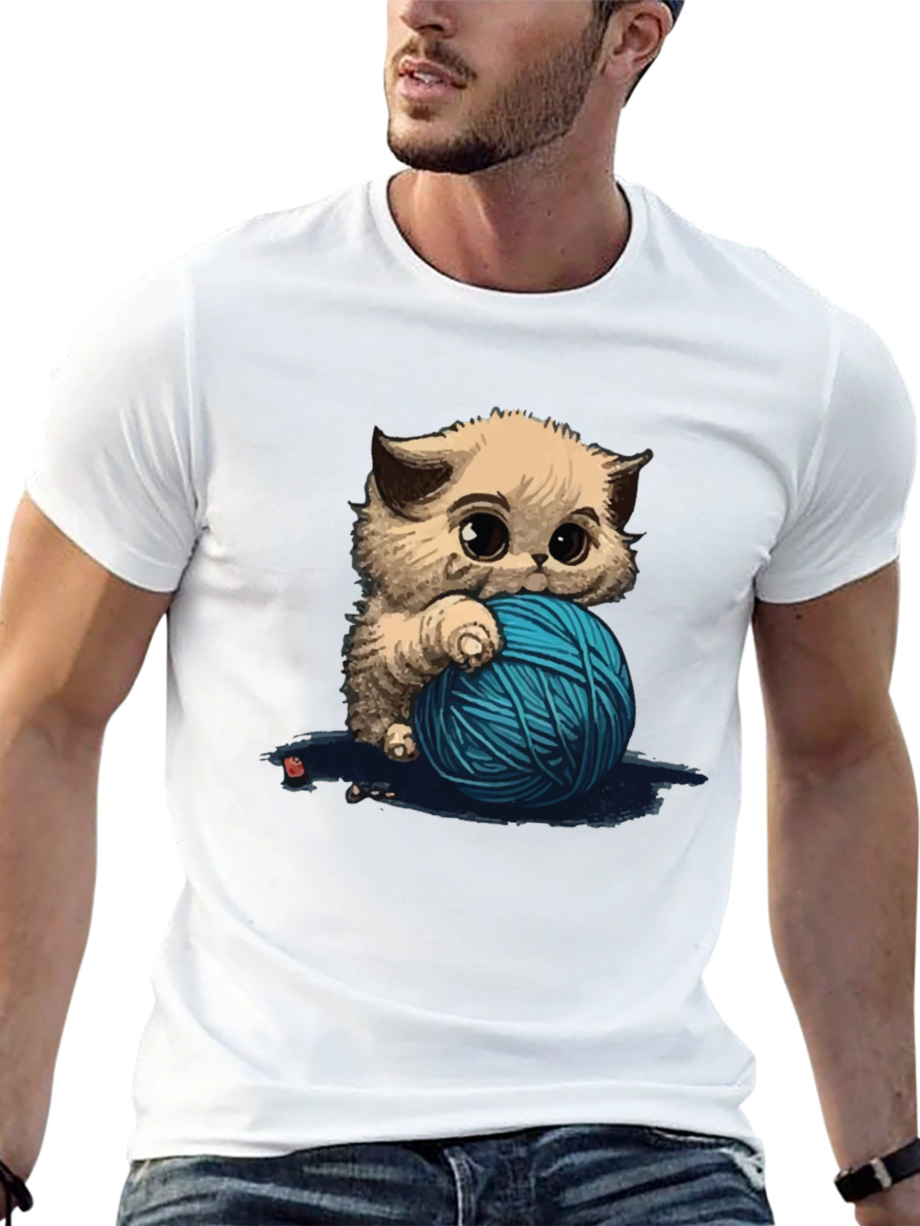 Black Cute Kitten Yarn Ball Graphic Tee view 13