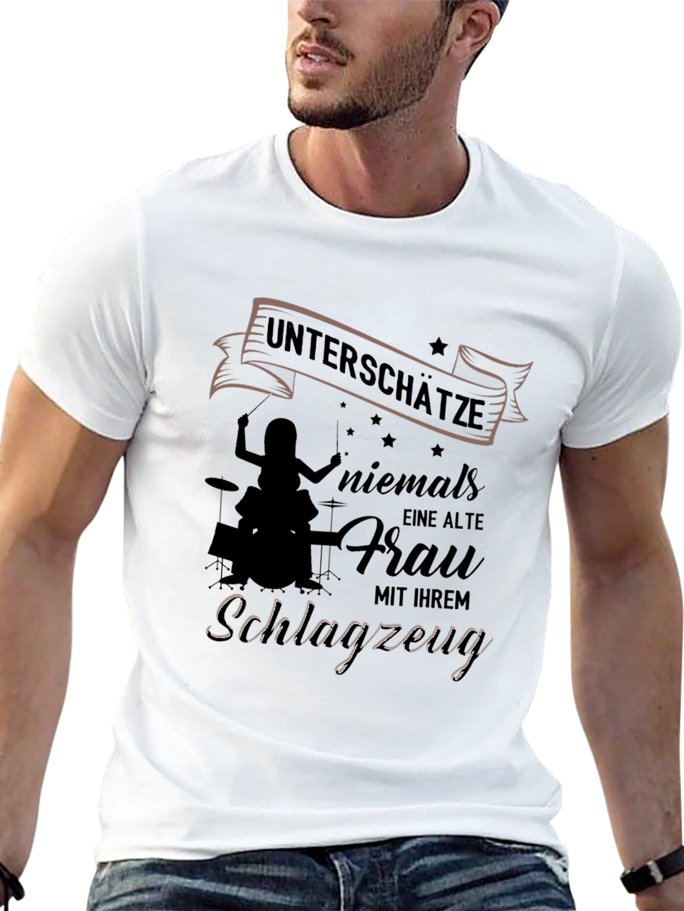 Black Old Lady Drummer Black T-Shirt - Never Underestimate! view 13