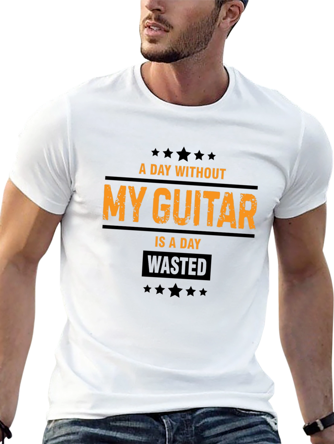 Black Guitar Lover T-Shirt: A Day Without My Guitar view 13