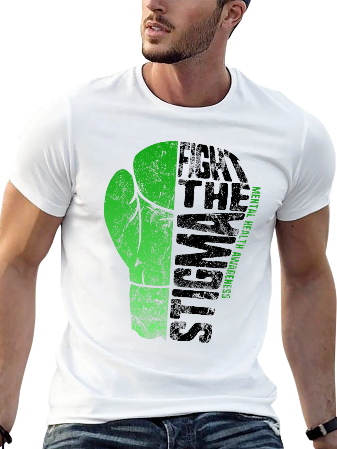 Black Fight the Stigma Mental Health Awareness T-Shirt view 13