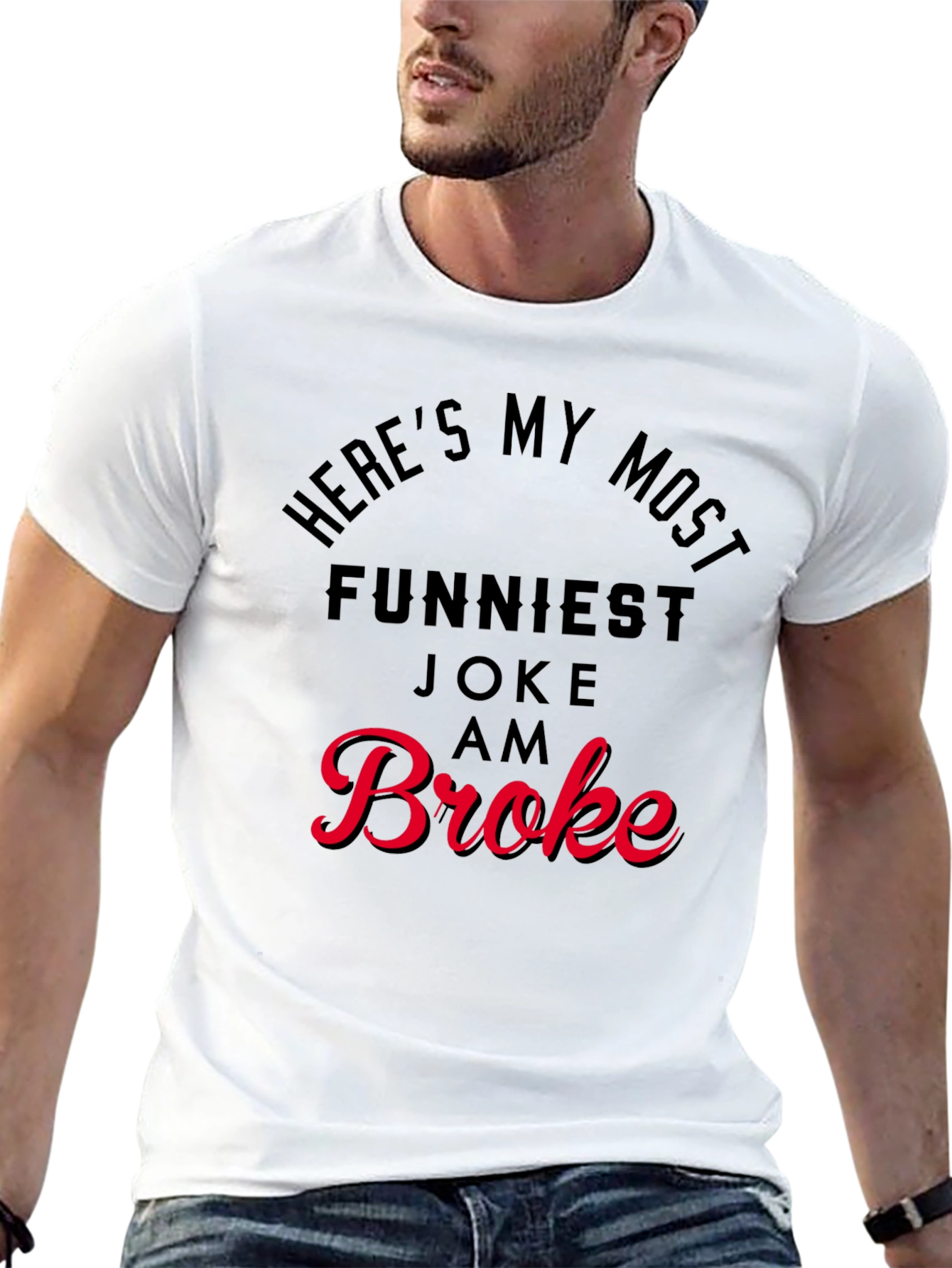 Black Funny 'Broke' Graphic Print T-Shirt view 13