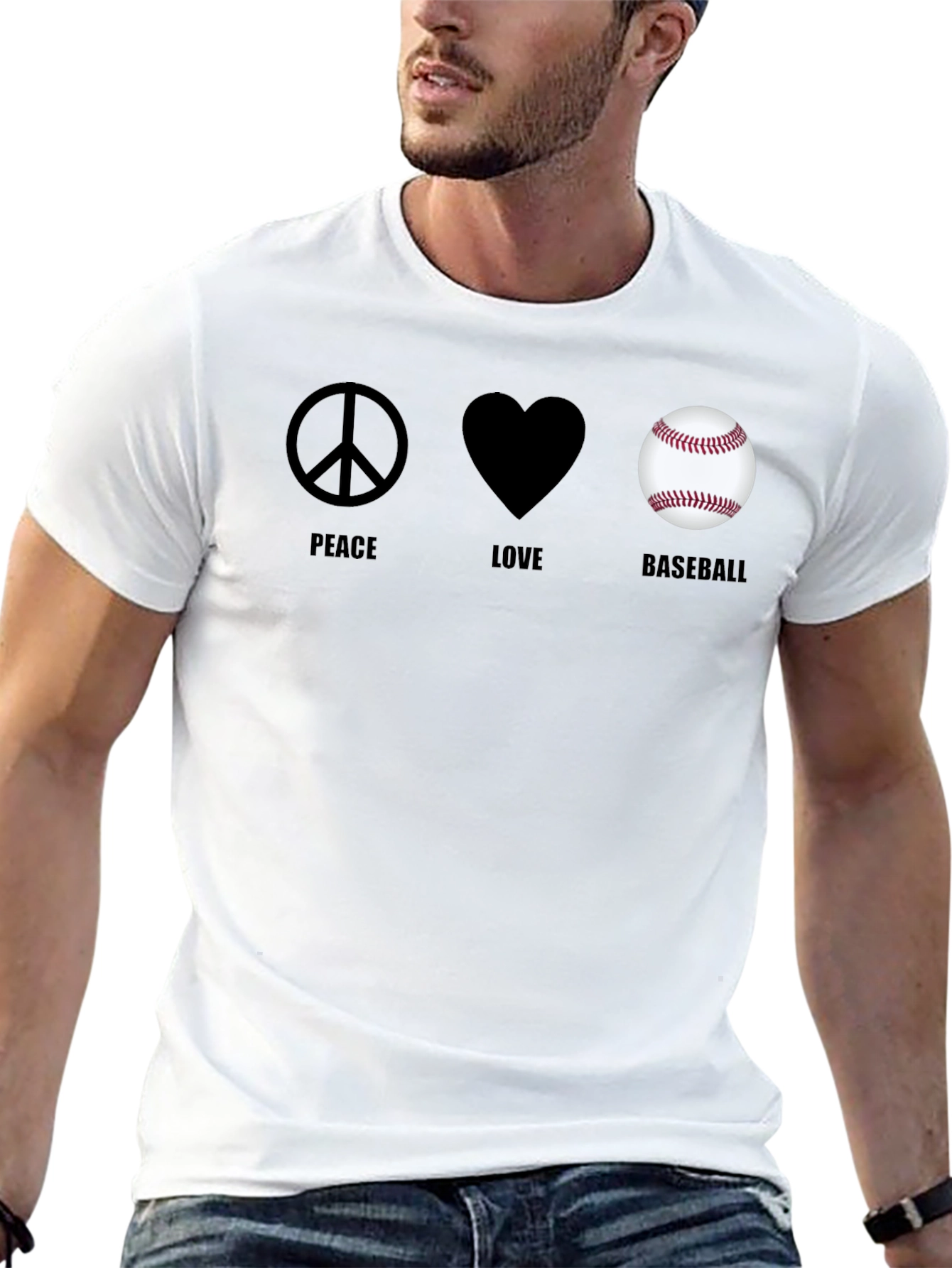 Peace Love Baseball Graphic T-Shirt - 13