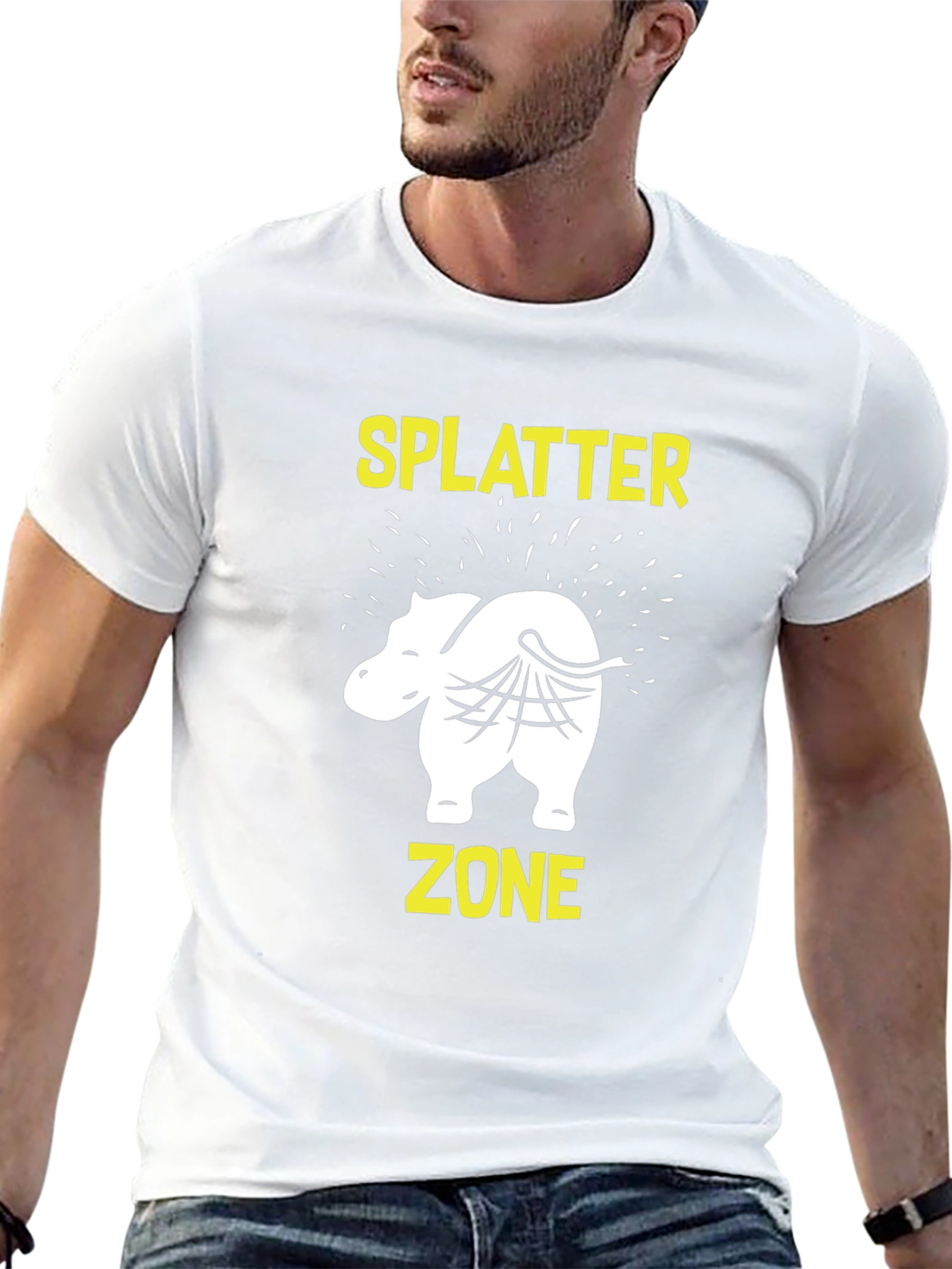 Black Splatter Zone T-Shirt - Funny Animal Graphic Tee view 13