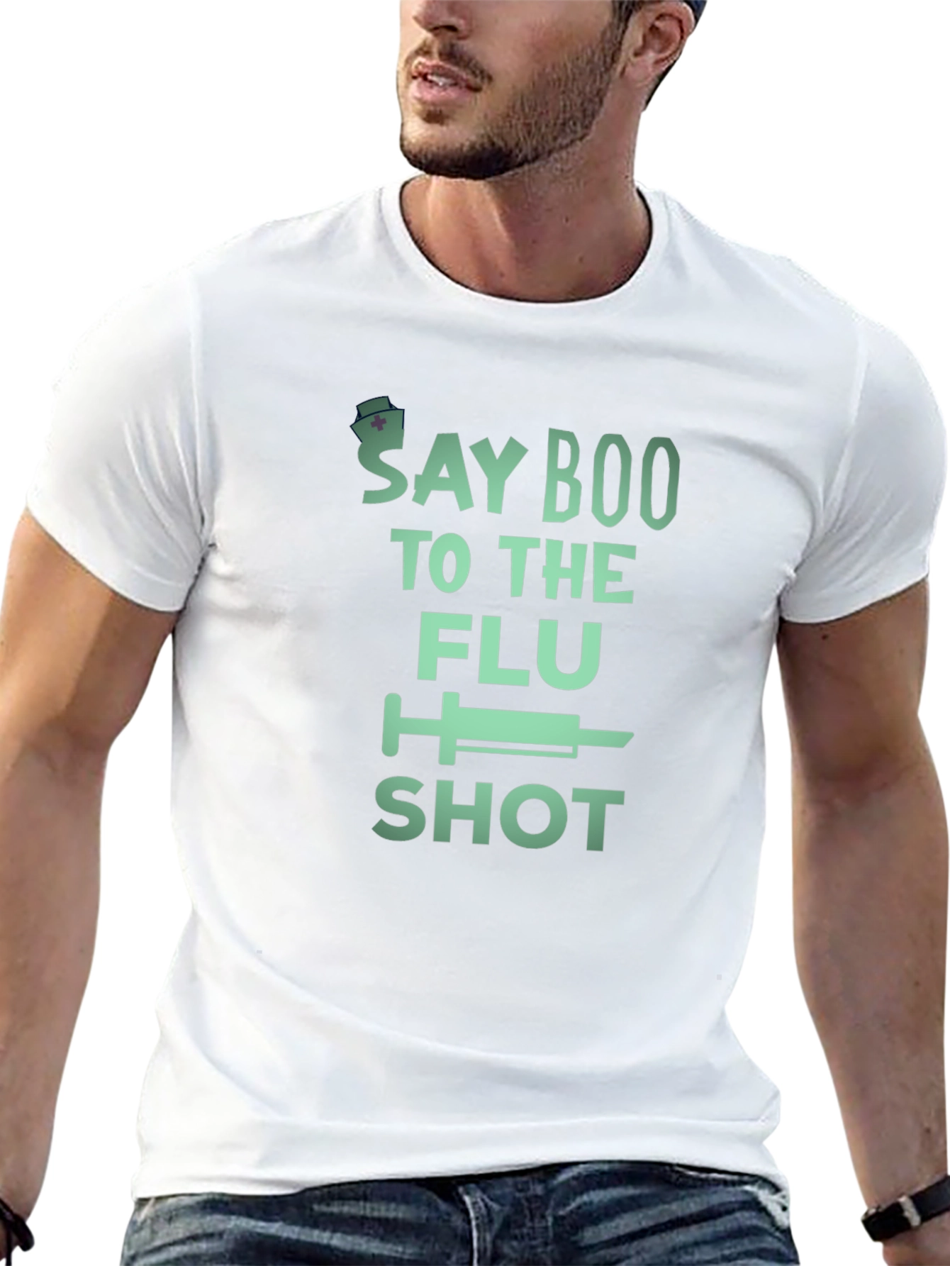 Black Say Boo to the Flu Shot T-Shirt - Unisex view 13