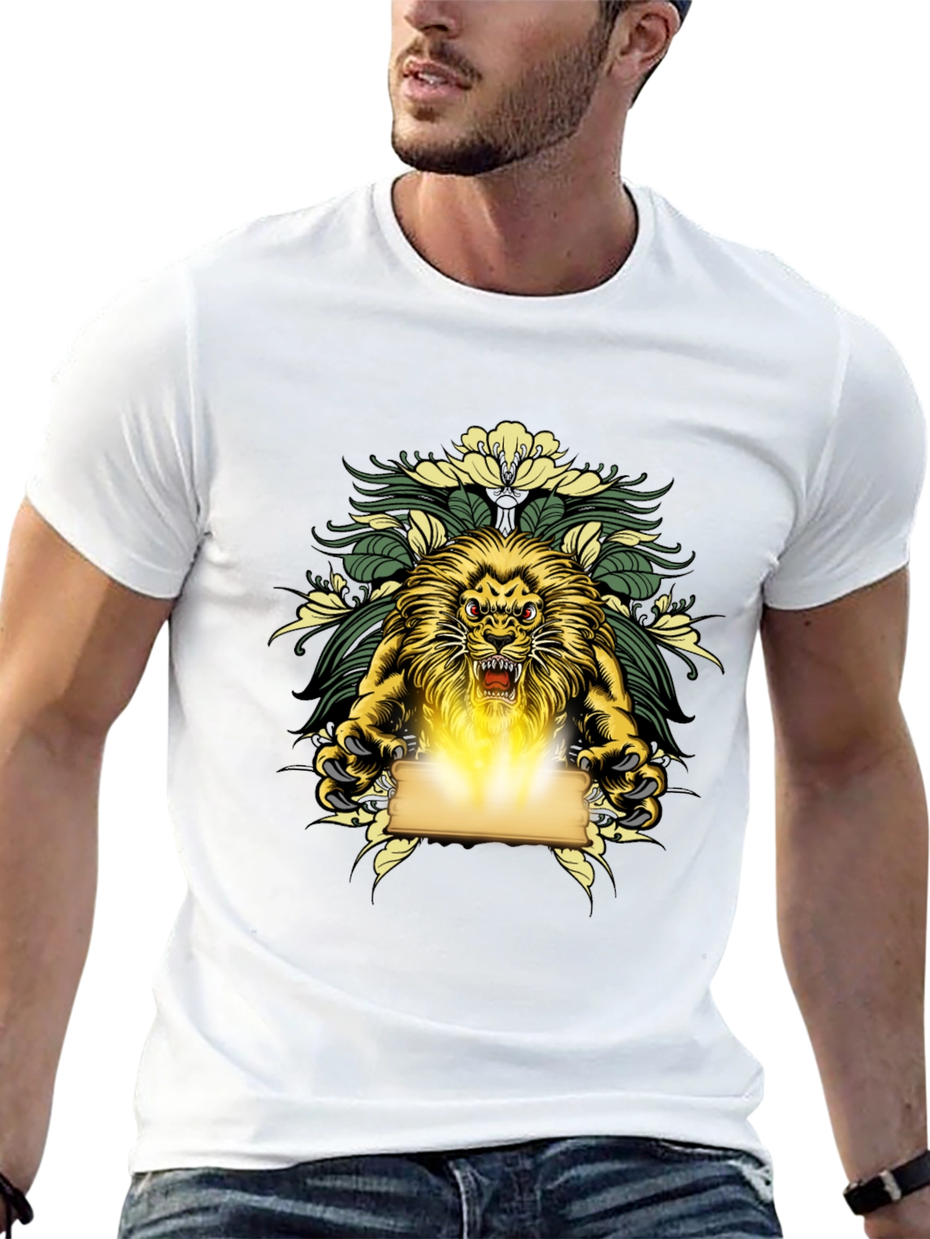 Black Lion King Graphic Print Black T-Shirt view 13