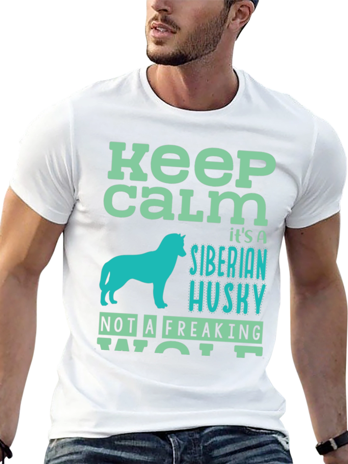Black Keep Calm Siberian Husky Graphic T-Shirt view 13