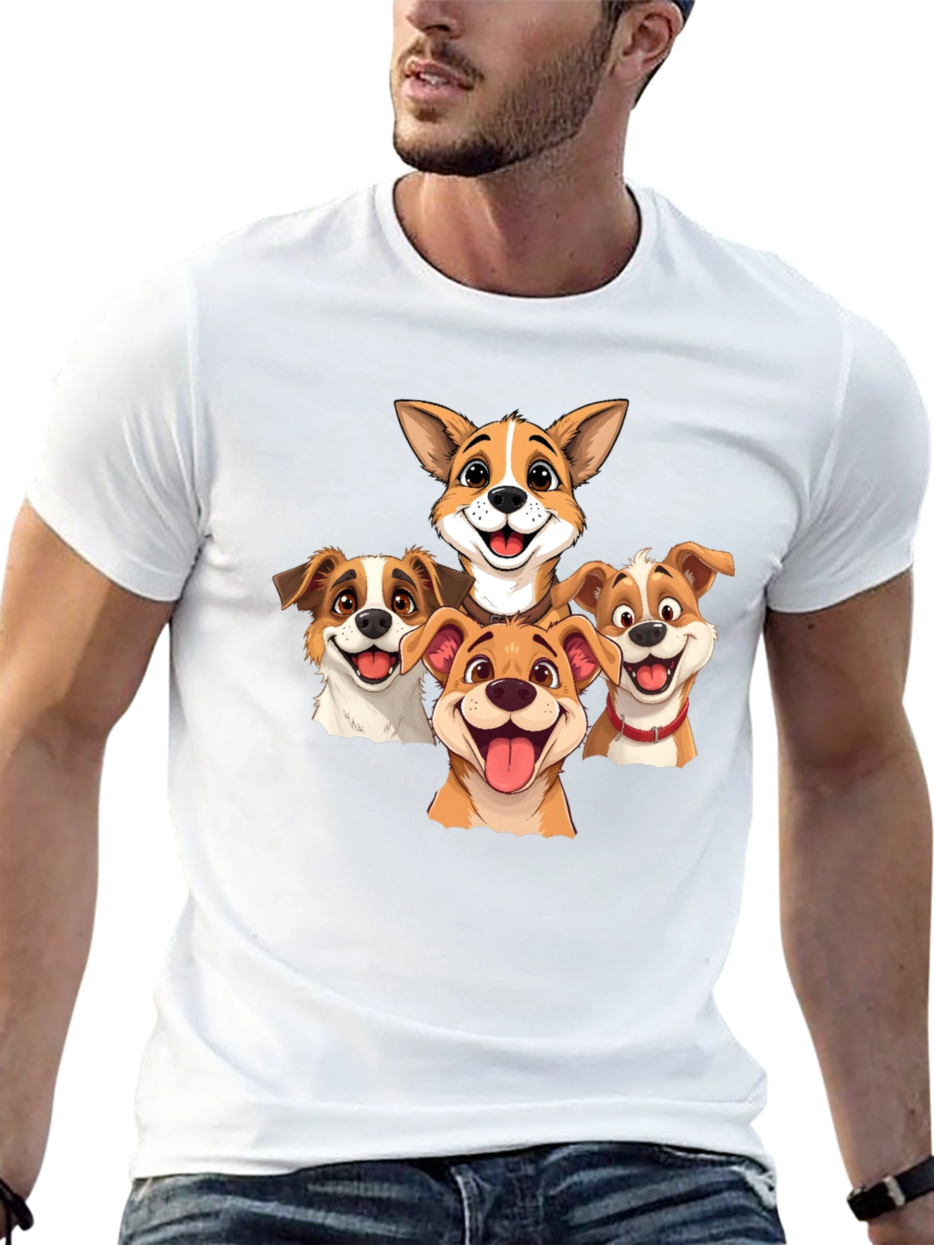 Black Cartoon Dog Pack T-Shirt - Black view 13