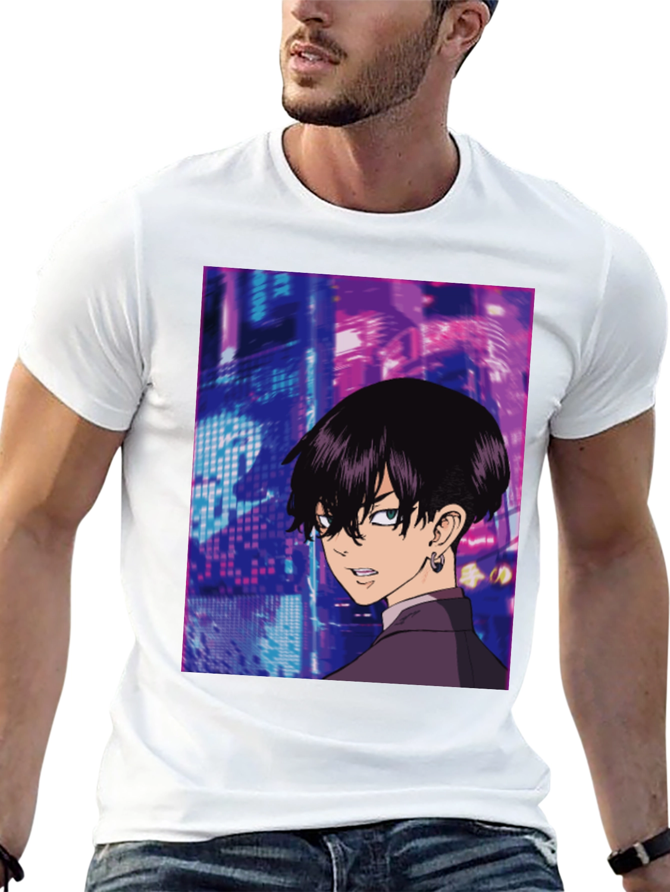 Black Anime Graphic Black T-Shirt view 13