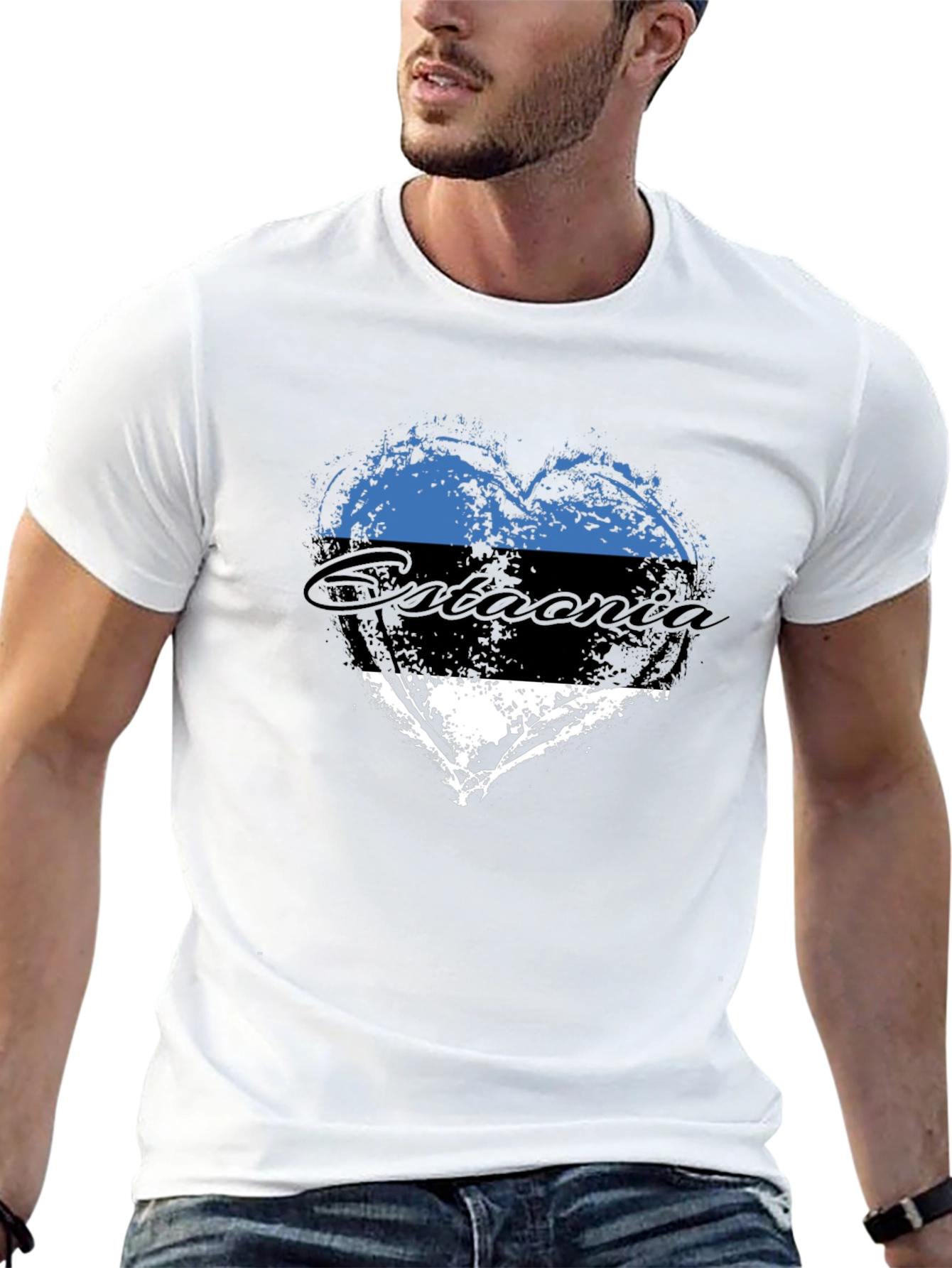 Black Estonia Flag Heart T-Shirt view 13