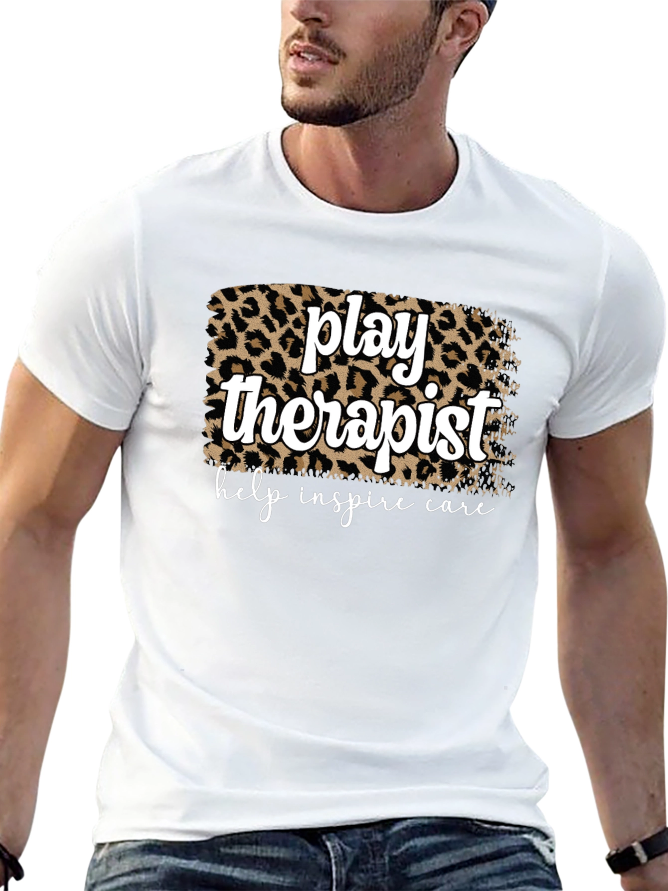 Black Play Therapist Leopard Print Graphic Tee view 13