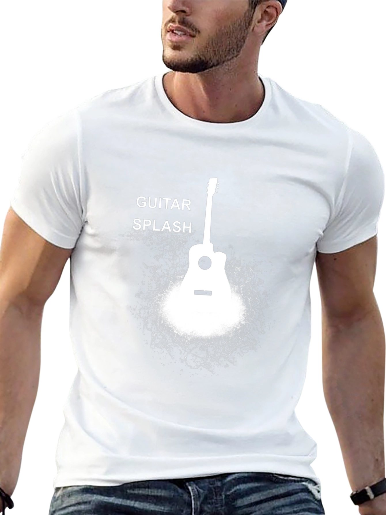 Black Guitar Splash Black T-Shirt view 13