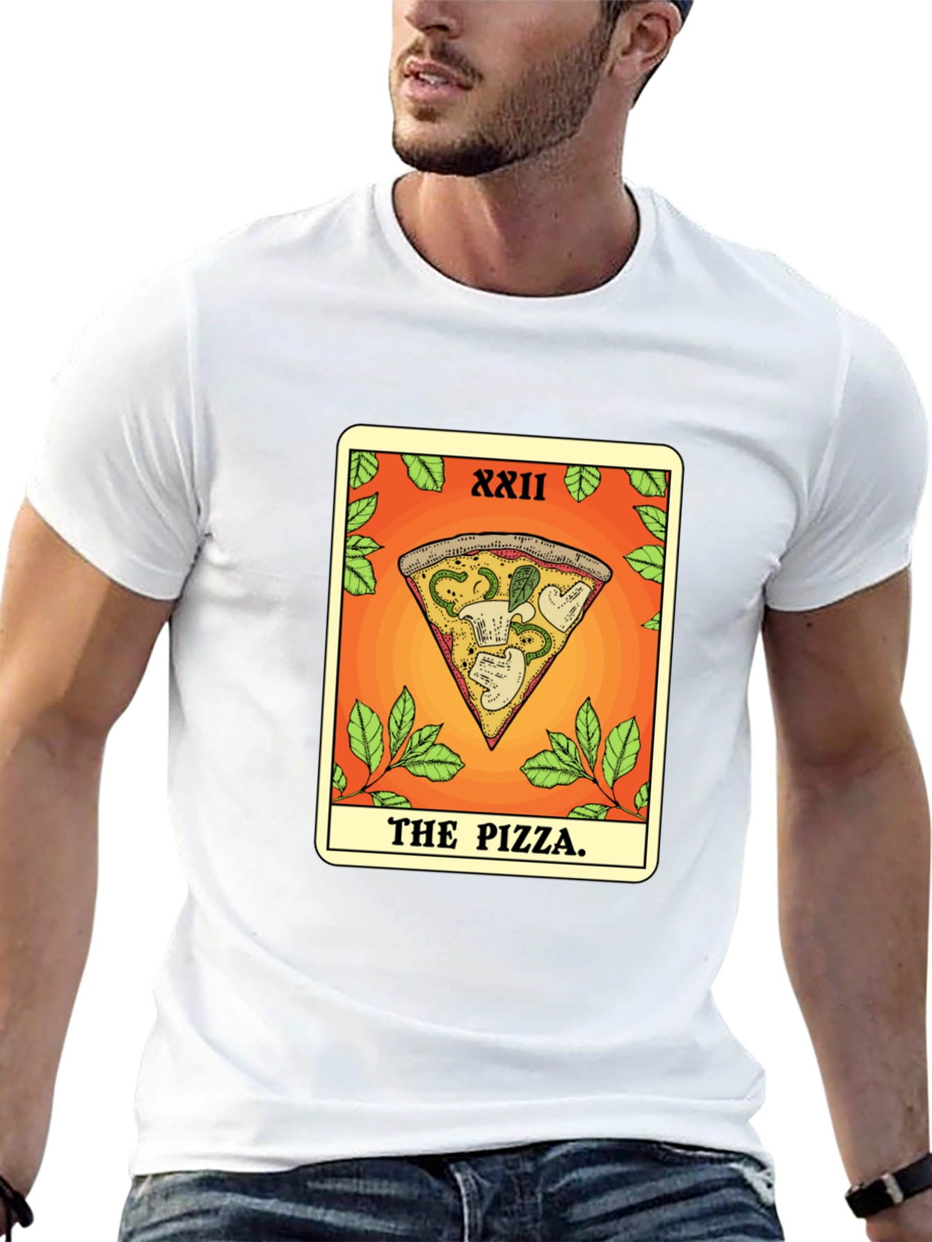 Black Pizza Tarot Card T-Shirt - Novelty Graphic Tee view 13