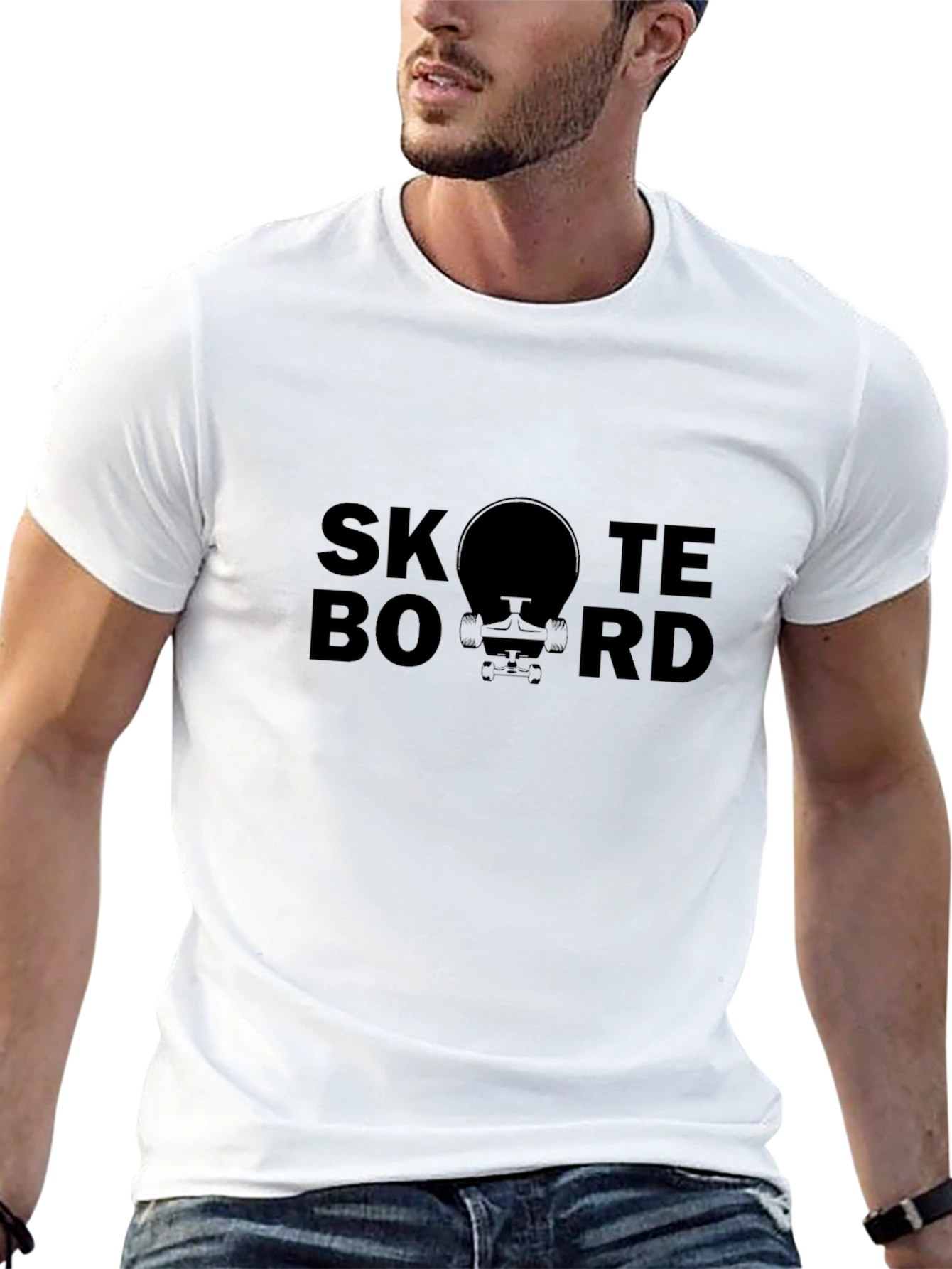 Black Skateboard Graphic Tee - Unisex Black T-Shirt view 13