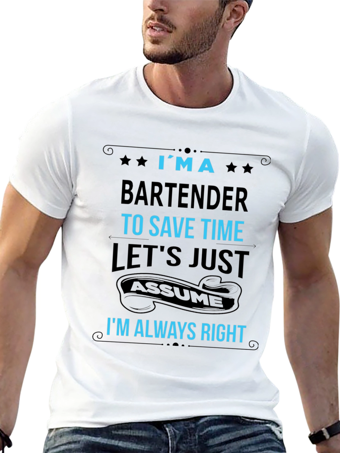 Black Bartender T-Shirt - Always Right Funny Graphic Tee view 13
