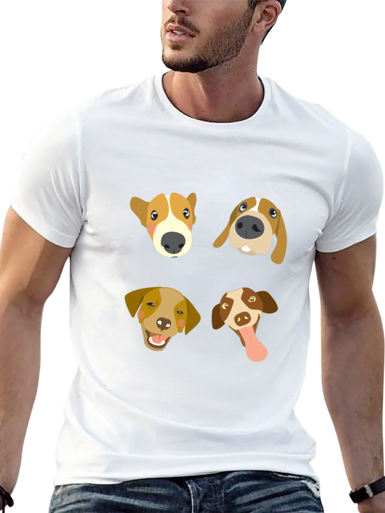 Black Dog Faces Graphic Tee - Cute Canine T-Shirt view 13
