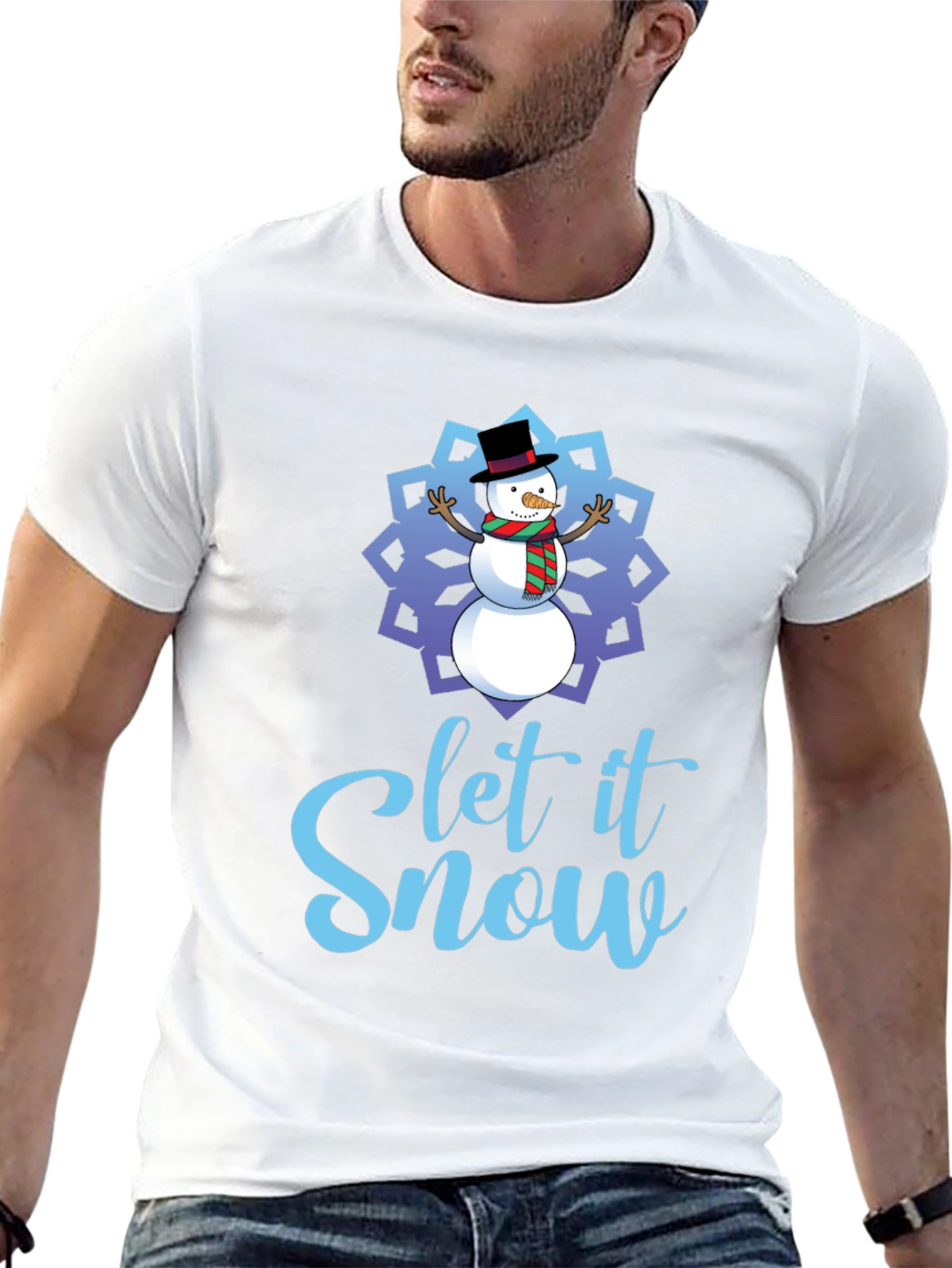 Black Let it Snow Snowman Holiday T-Shirt view 13