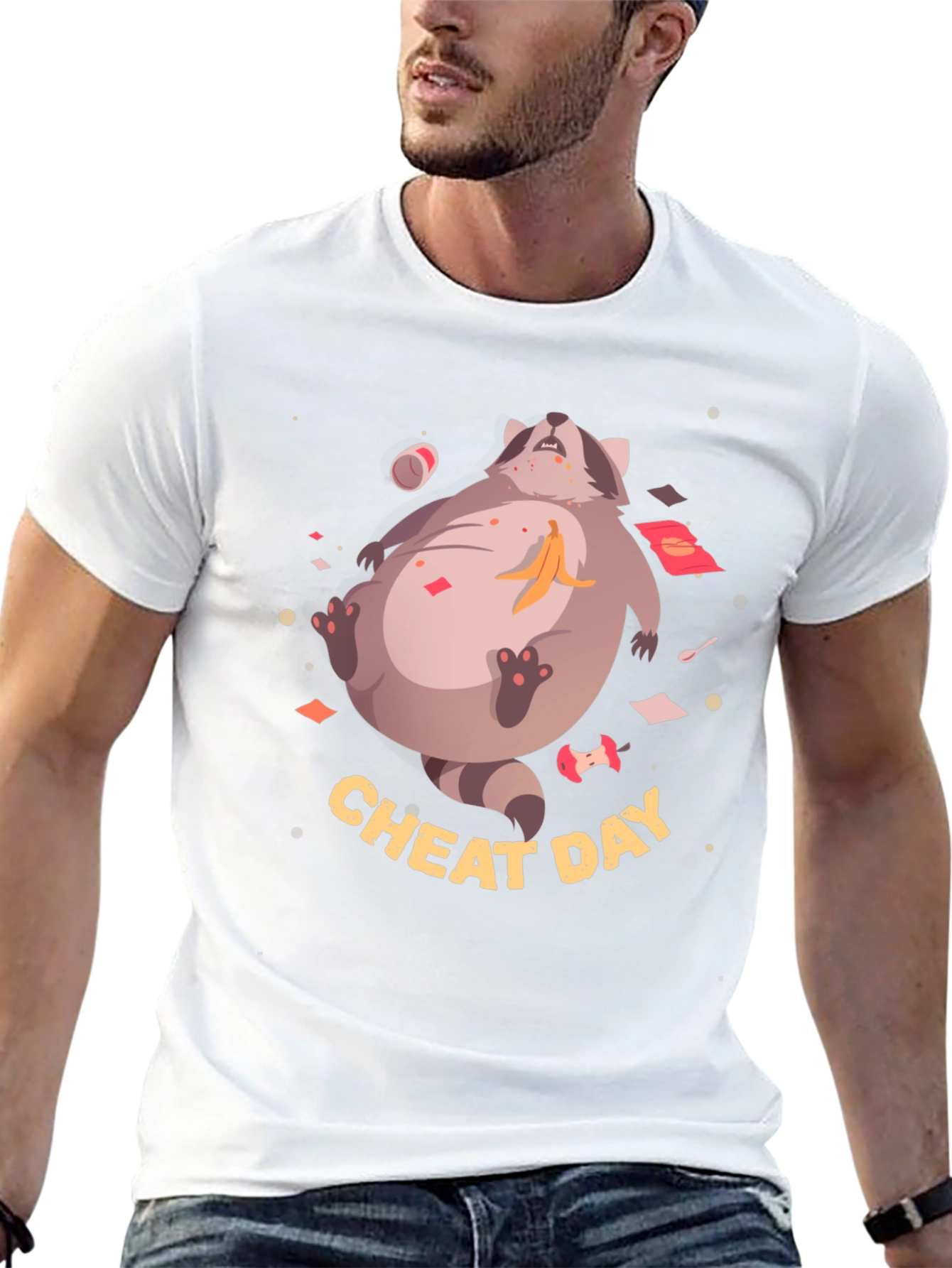 Black Cheat Day Racoon Graphic Tee view 13