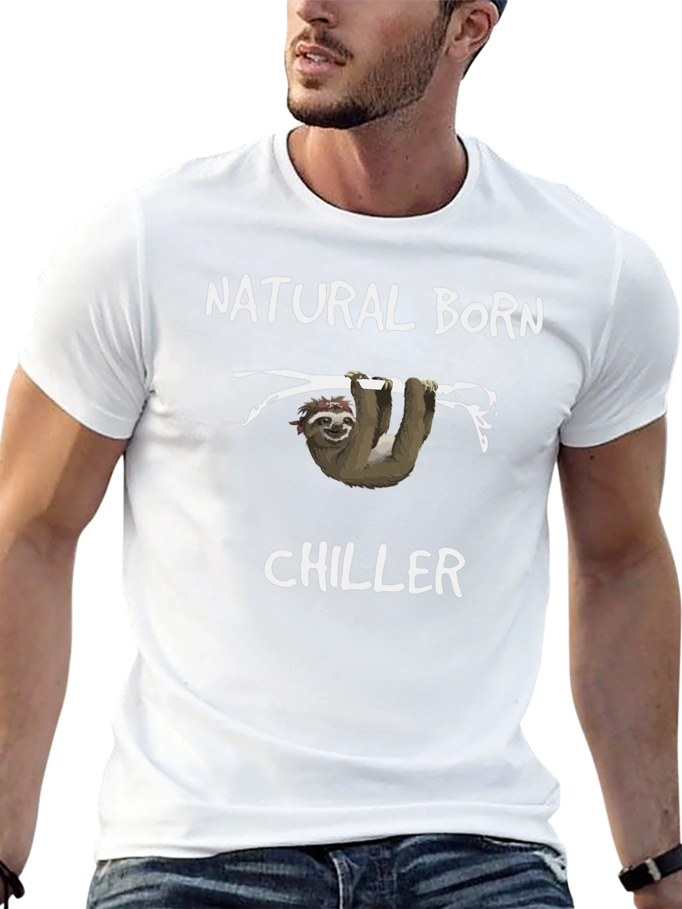Black Natural Born Chiller Sloth Graphic Tee - Black view 13