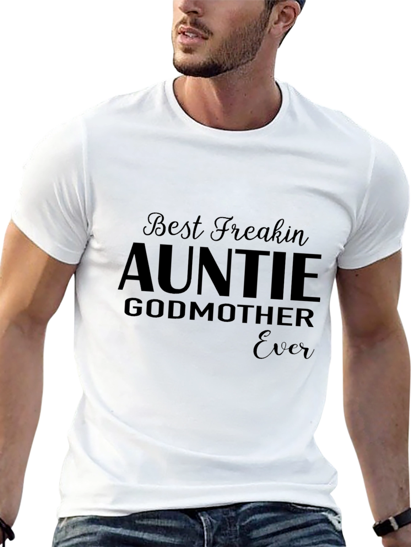 Black Best Freakin Auntie Godmother Ever T-Shirt view 13