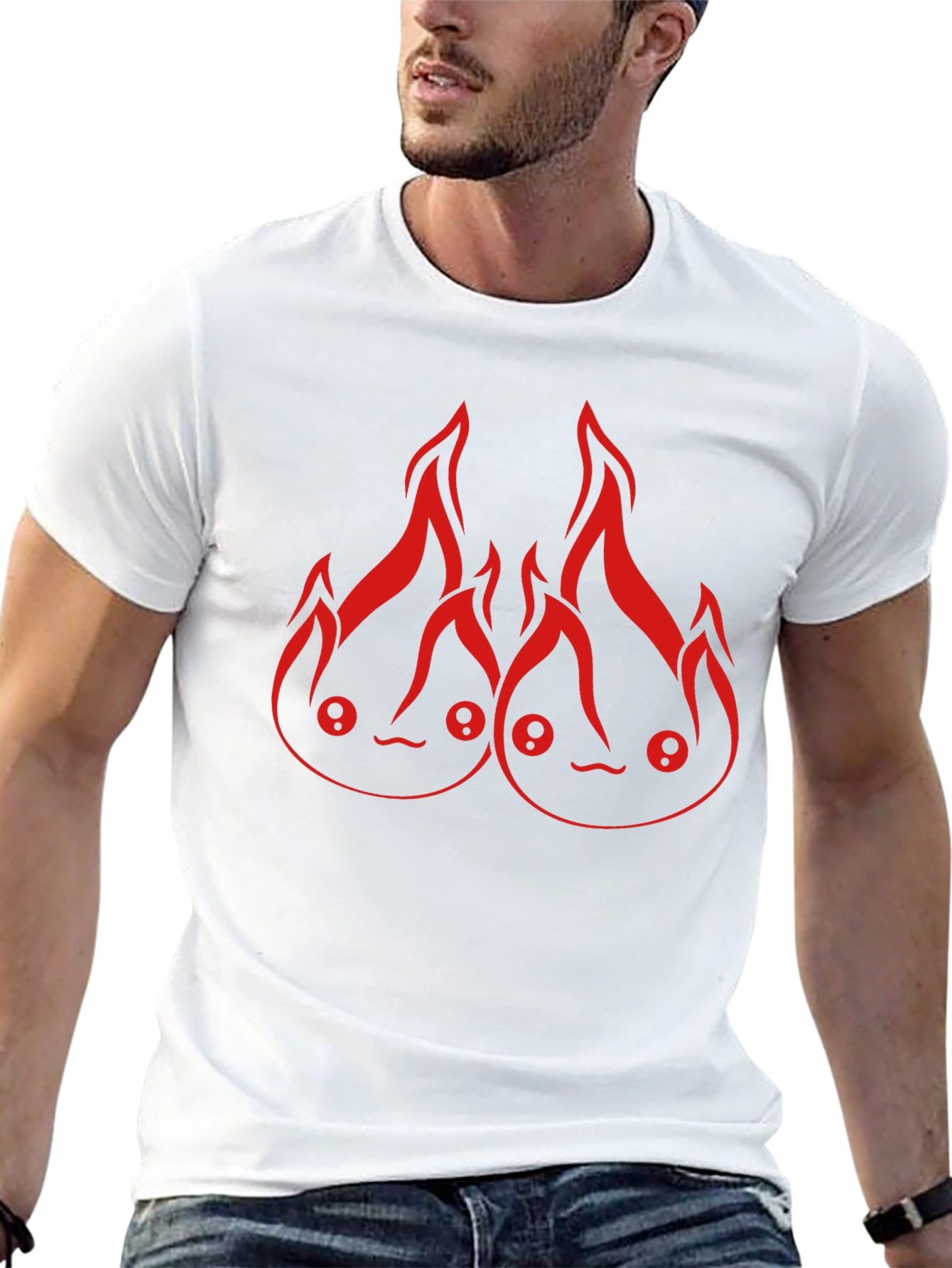 Black Calcifer Fire Spirit Graphic T-Shirt view 13