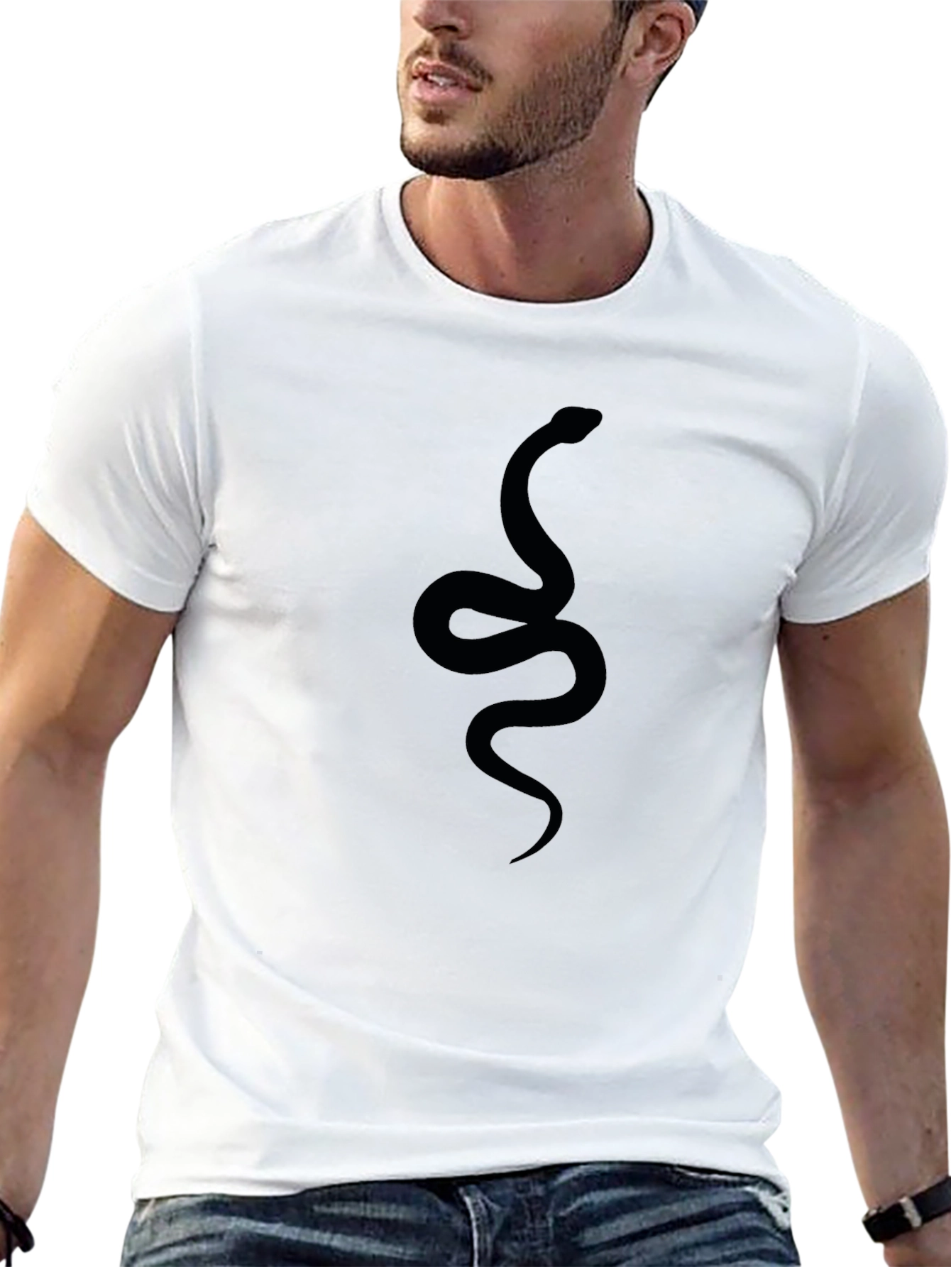 Black Men's Black Snake Graphic Tee - Stylish Casual Wear view 13