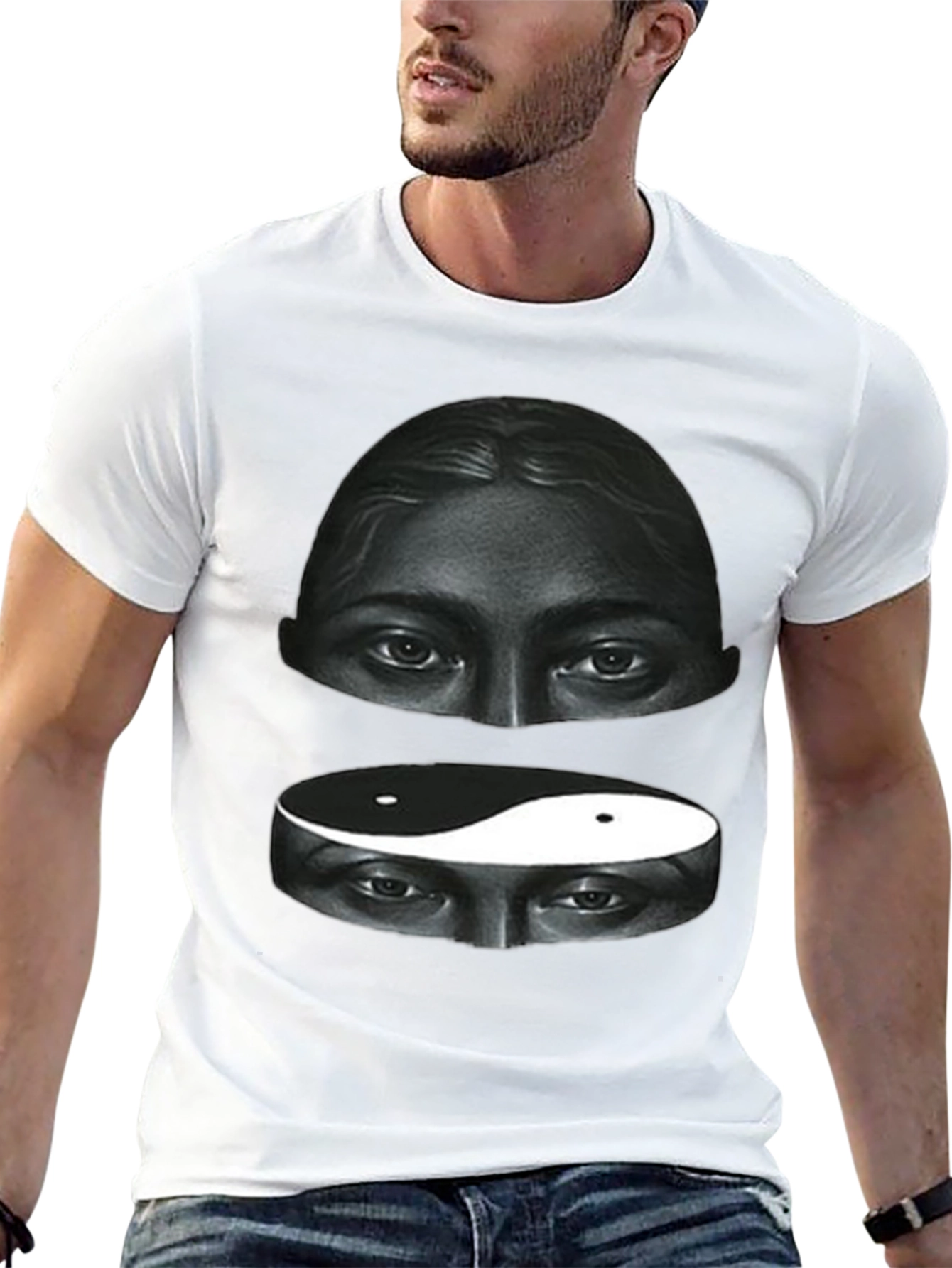 Black Yin Yang Eyes Graphic Tee - Soft Cotton Blend view 13