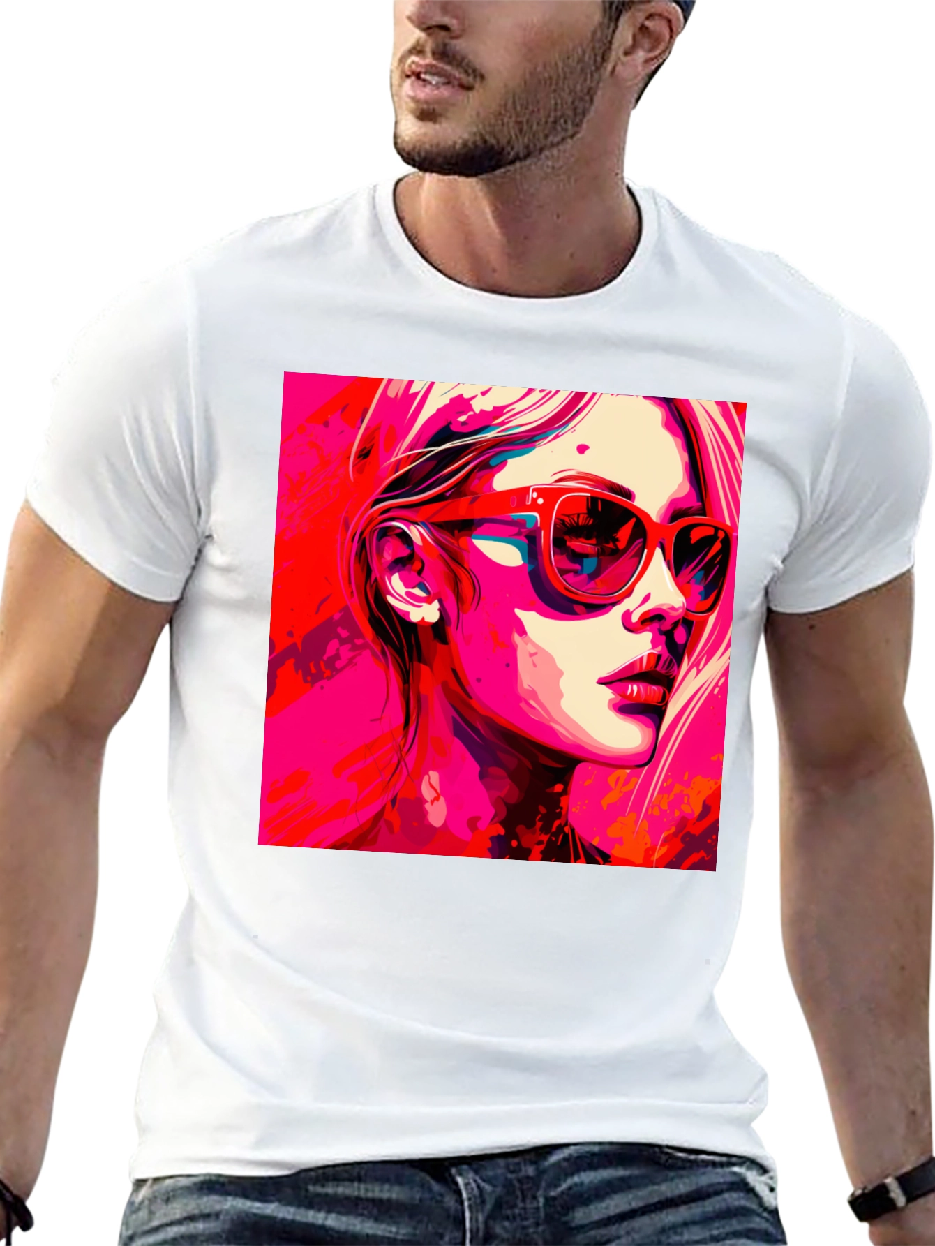 Black Stylish Pop Art Woman Graphic Black T-Shirt view 13