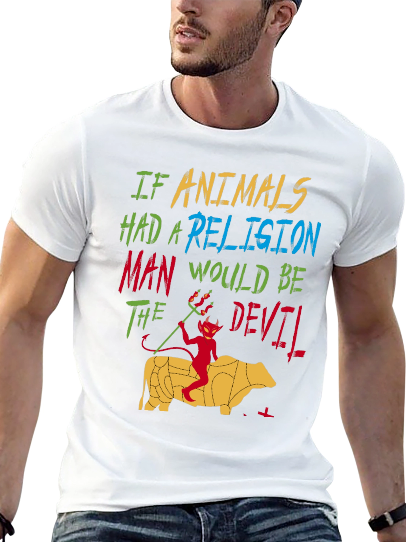 Black If Animals Had A Religion T-Shirt view 13