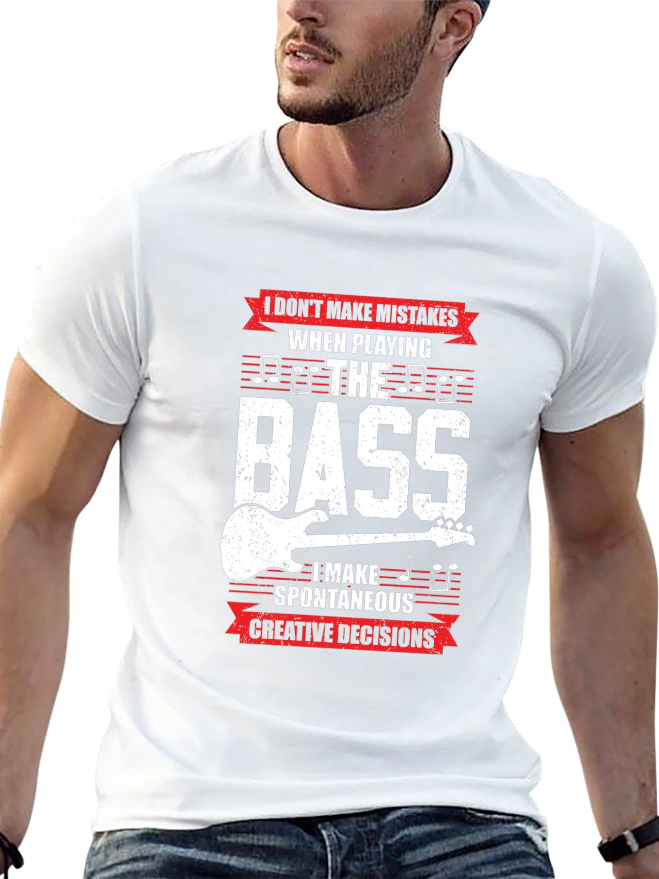 Black Bass Guitar Player T-Shirt - Spontaneous Creative Decisions view 13