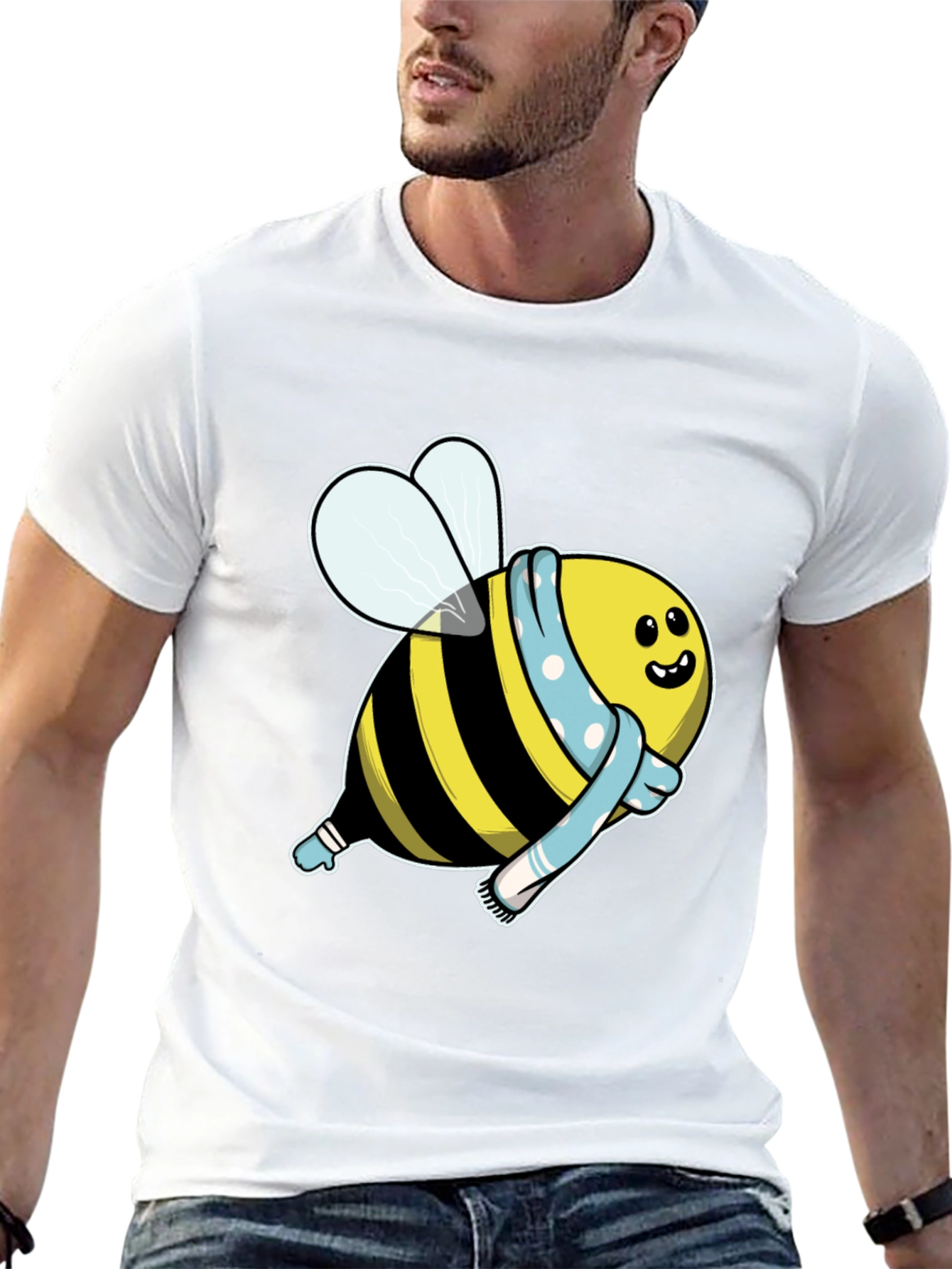 Black Cute Cartoon Bee T-Shirt - Black Cotton Blend view 13