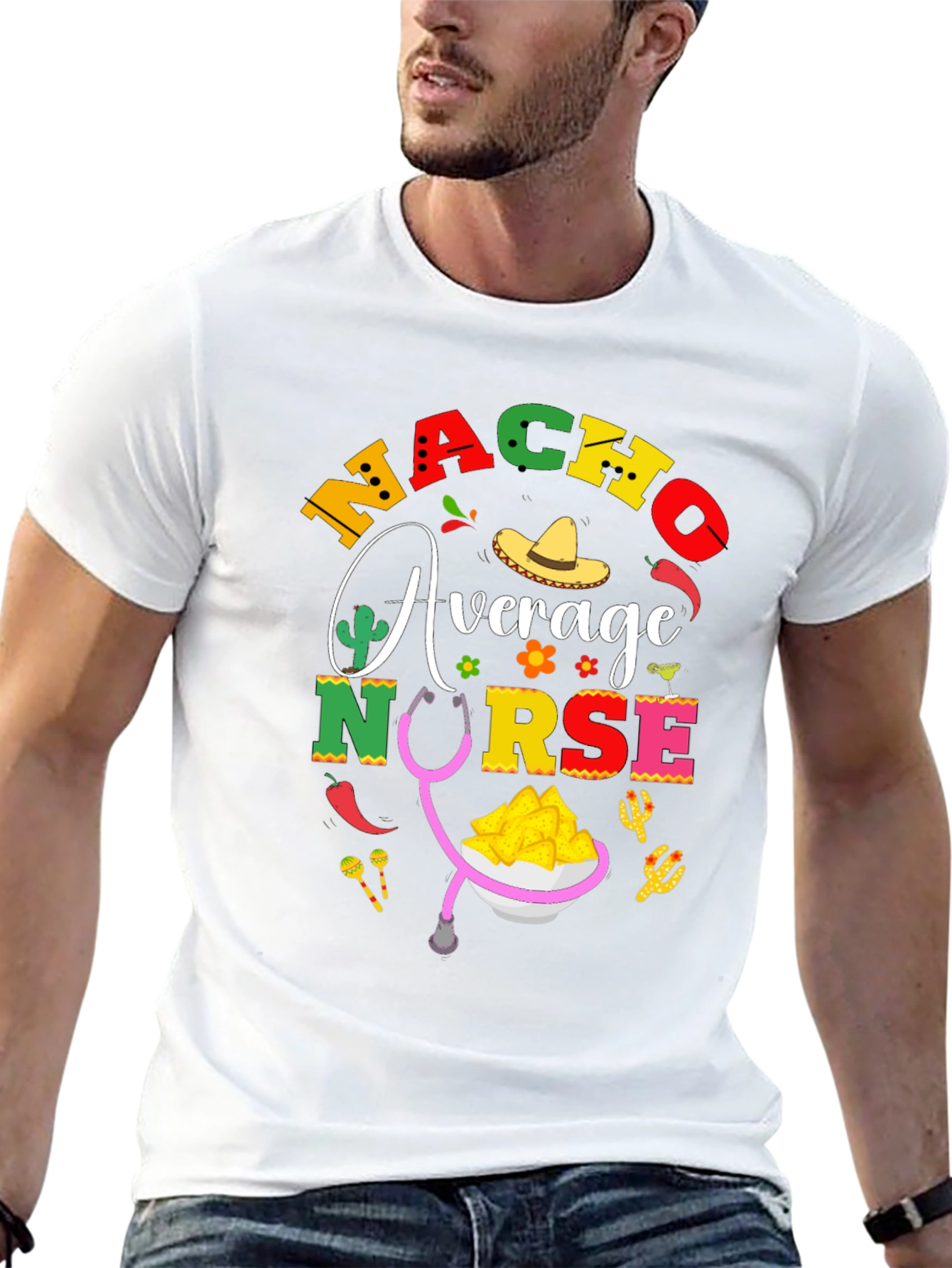 Black Nacho Average Nurse T-Shirt - Black Cotton Tee view 13